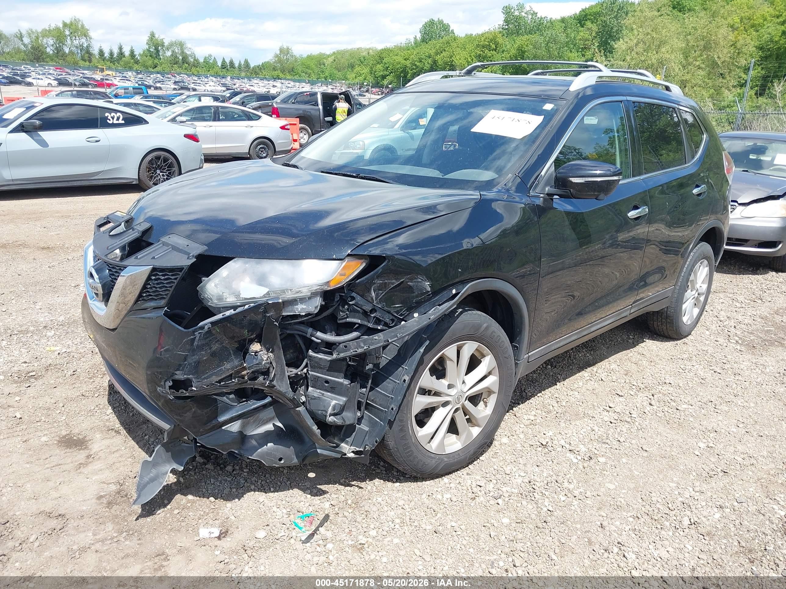 2015 Nissan Rogue Sv Black vin: 5N1AT2MV6FC870299