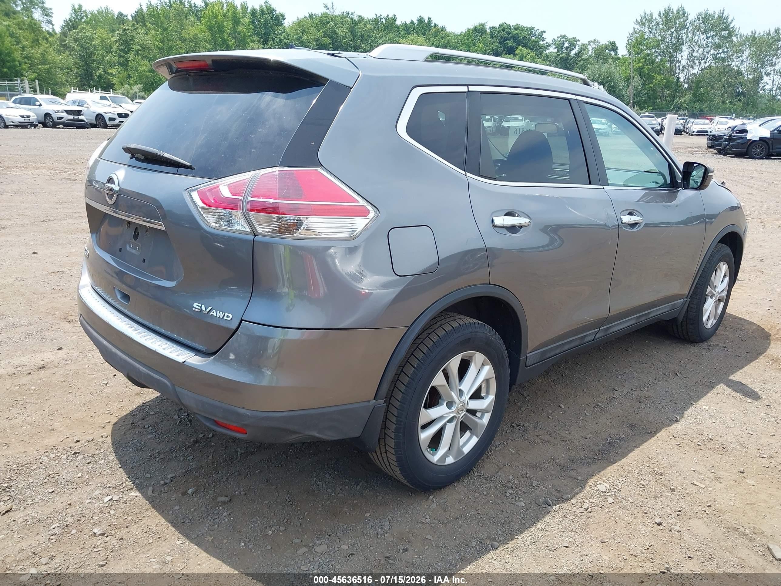 2015 Nissan Rogue Sv Gray vin: 5N1AT2MV6FC882159