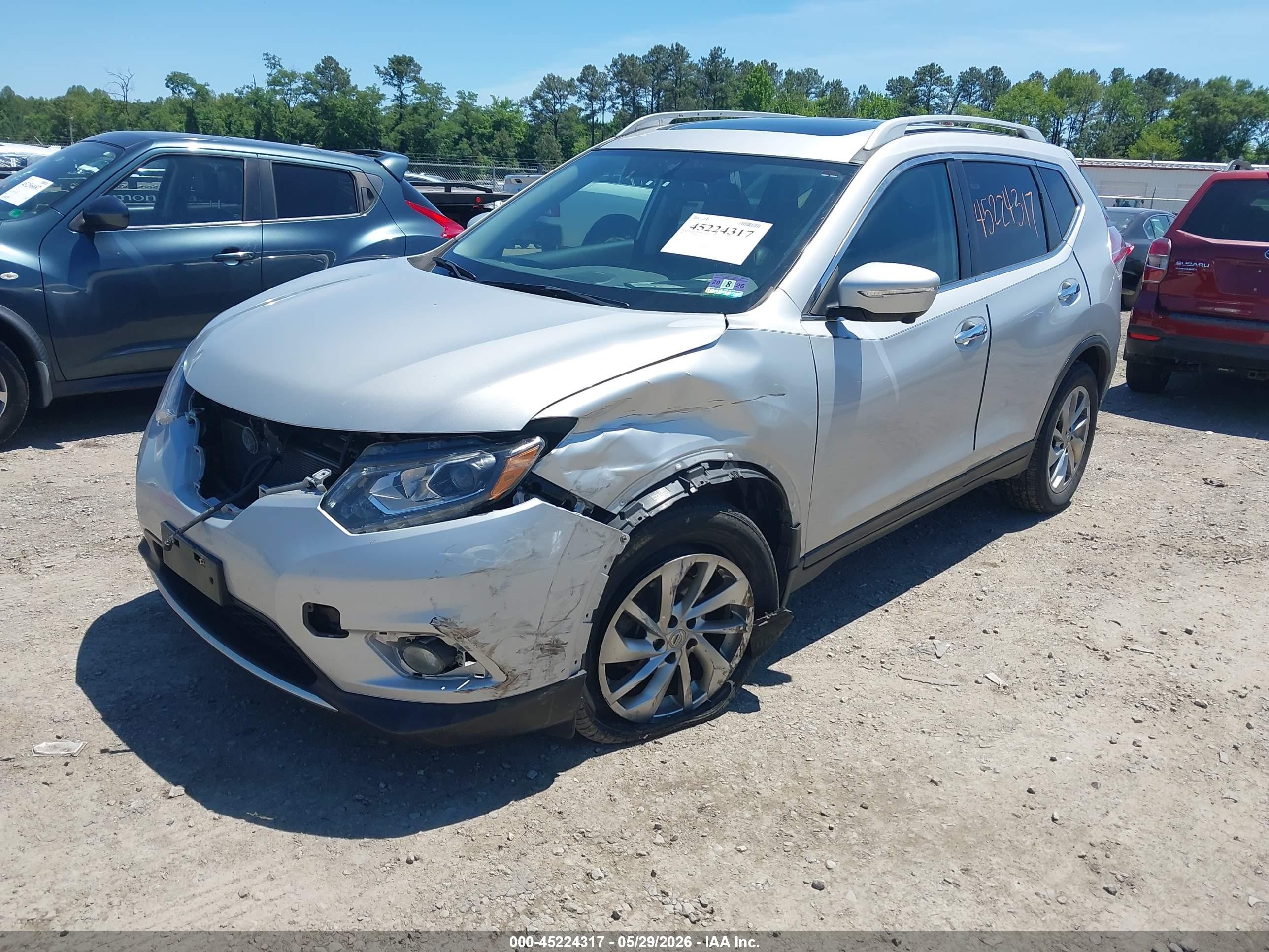 2015 Nissan Rogue Sl Silver vin: 5N1AT2MV6FC916598