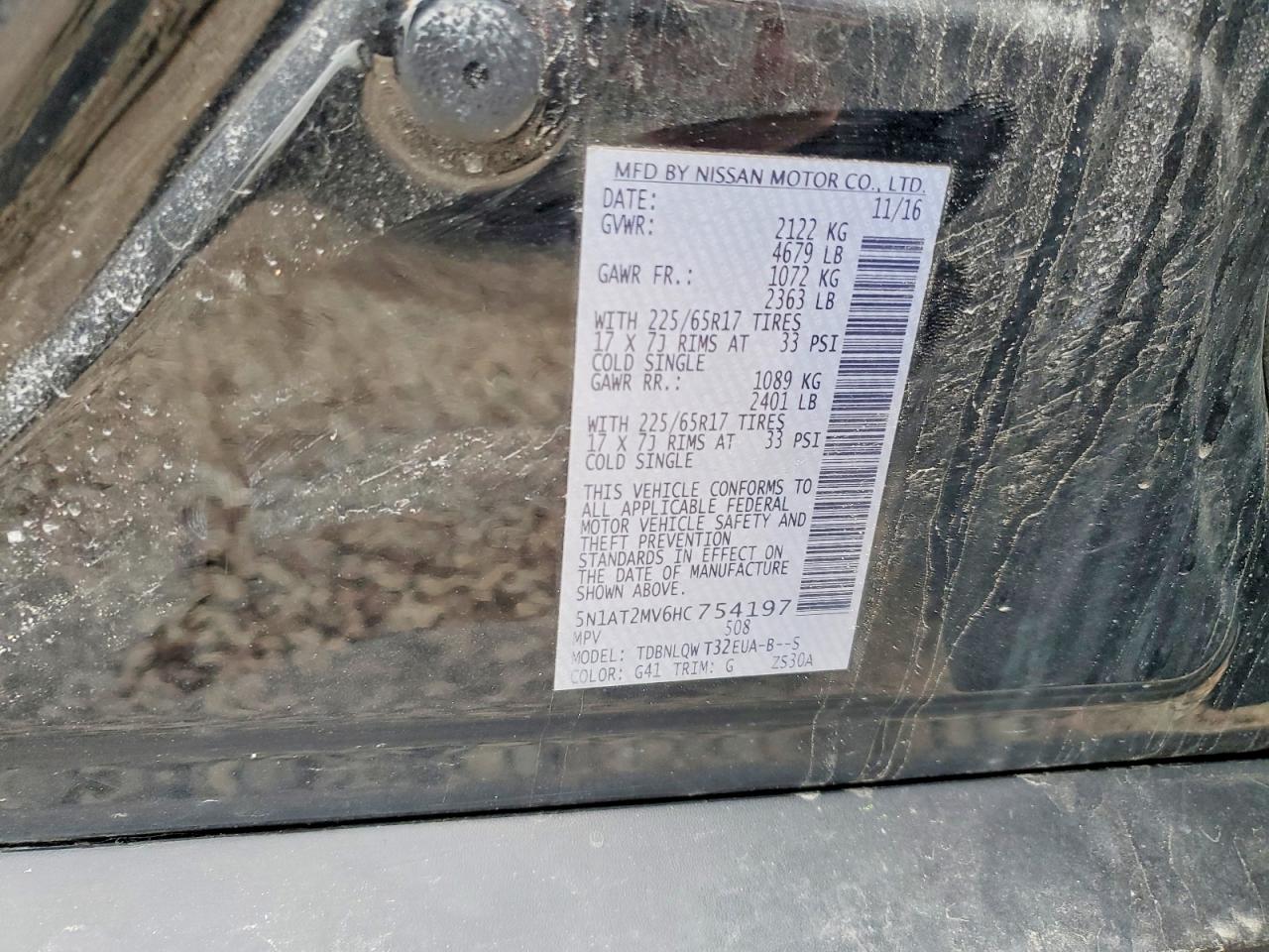2017 Nissan Rogue Sv Черный vin: 5N1AT2MV6HC754197
