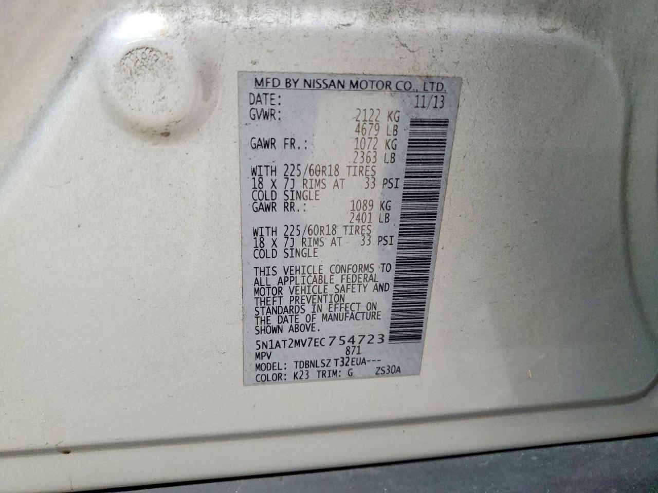 2014 Nissan Rogue Sl Silver vin: 5N1AT2MV7EC754723