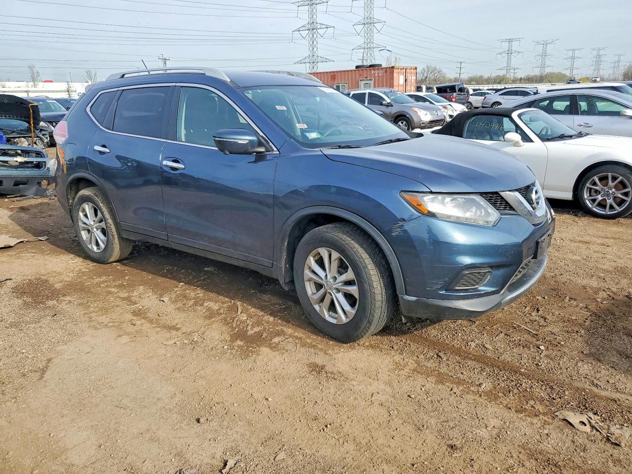 2014 Nissan Rogue Sv Синий vin: 5N1AT2MV7EC780240