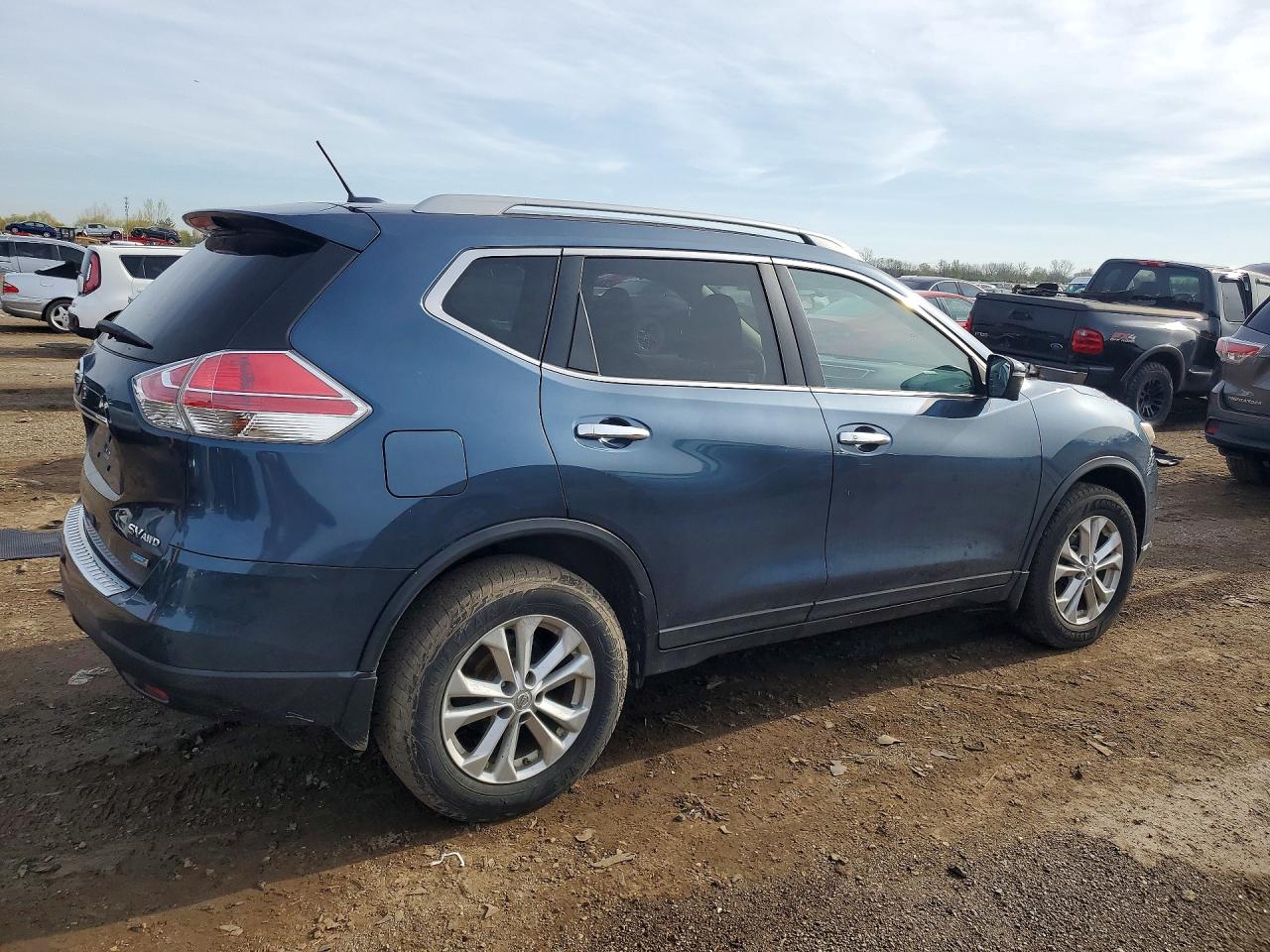 2014 Nissan Rogue Sv Синий vin: 5N1AT2MV7EC780240