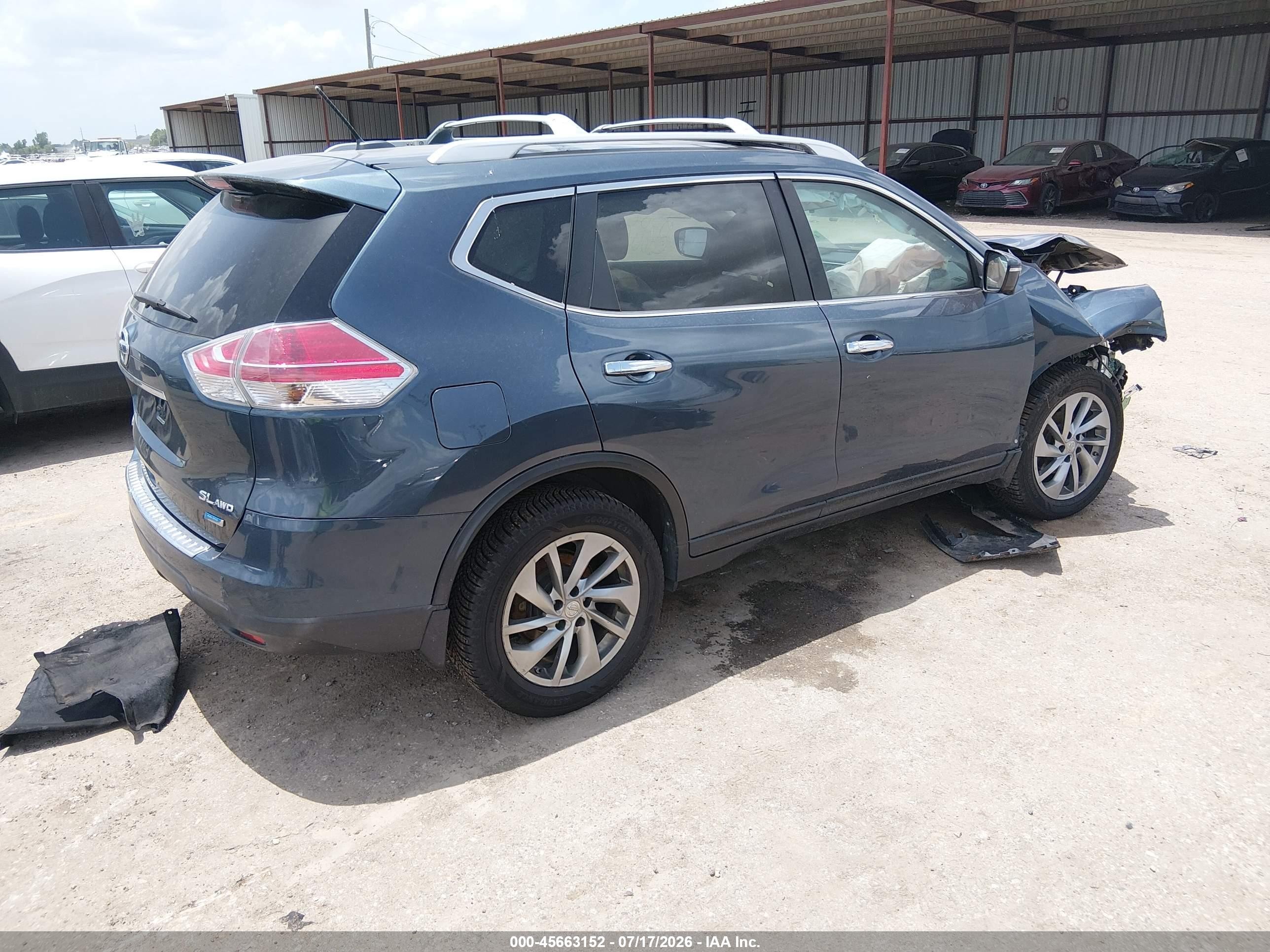 2014 Nissan Rogue Sl Blue vin: 5N1AT2MV7EC806349
