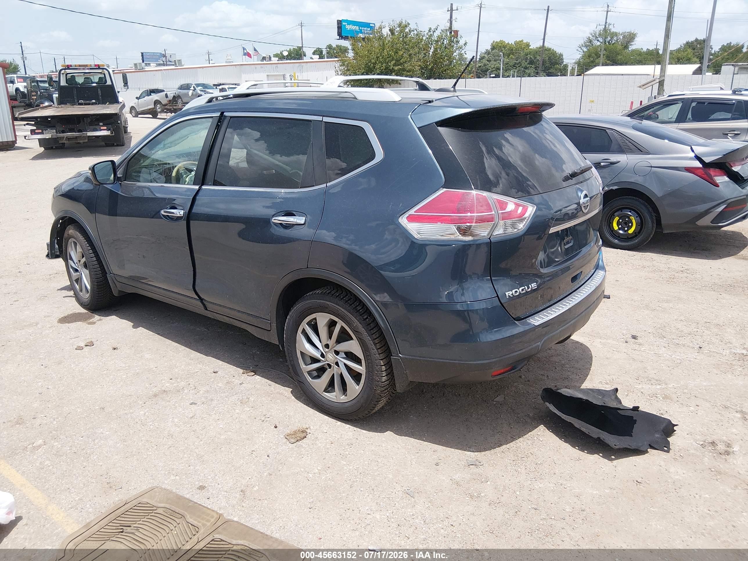 2014 Nissan Rogue Sl Blue vin: 5N1AT2MV7EC806349