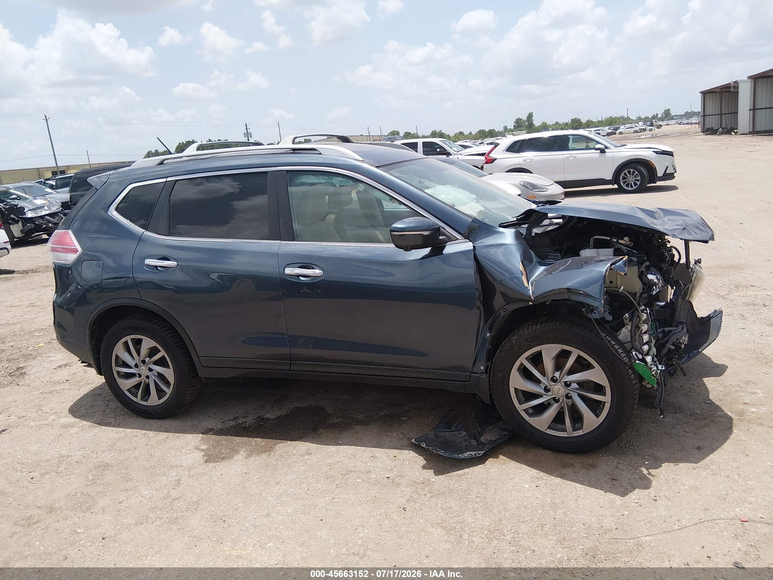 2014 Nissan Rogue Sl Blue vin: 5N1AT2MV7EC806349