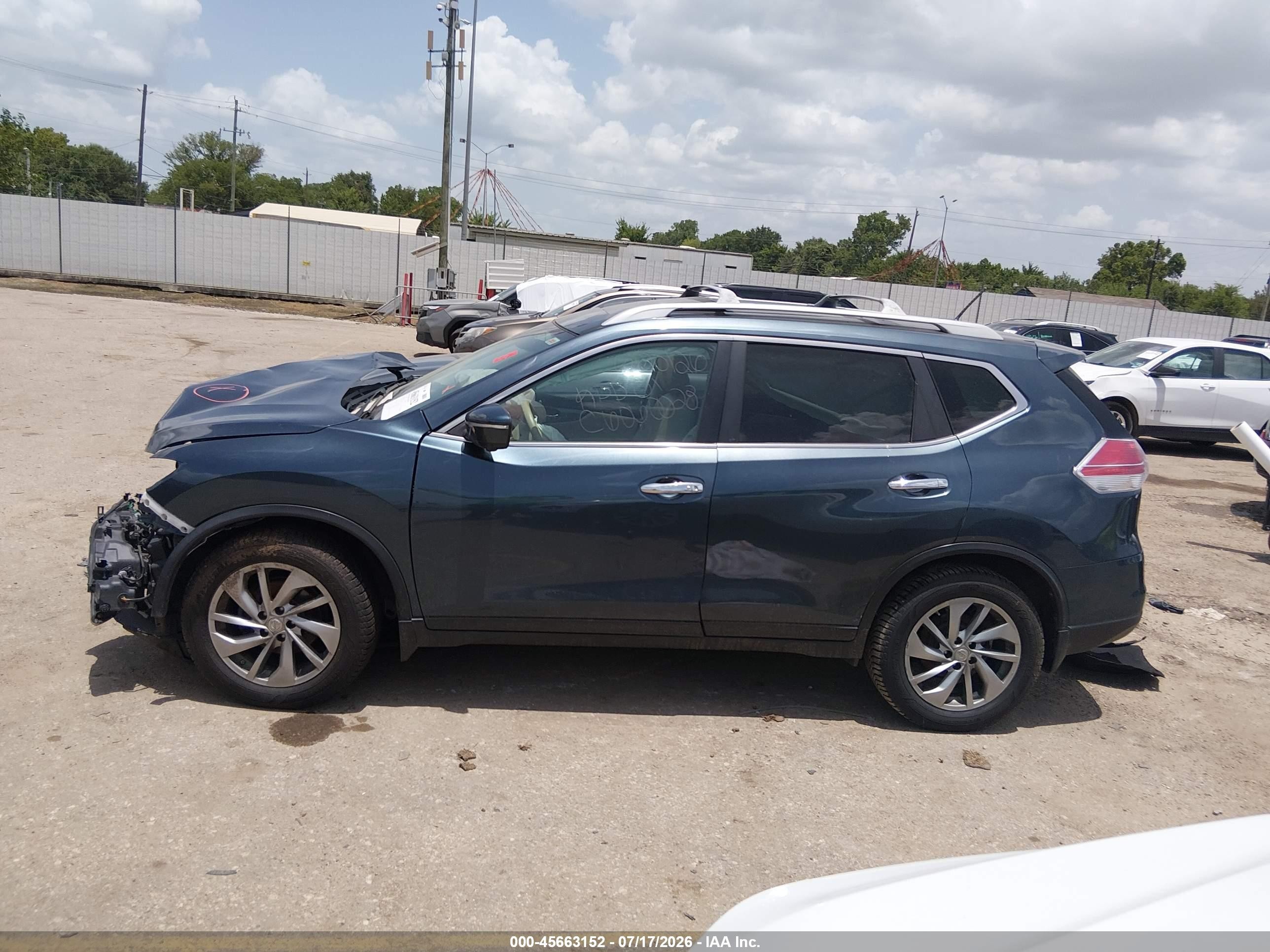 2014 Nissan Rogue Sl Blue vin: 5N1AT2MV7EC806349