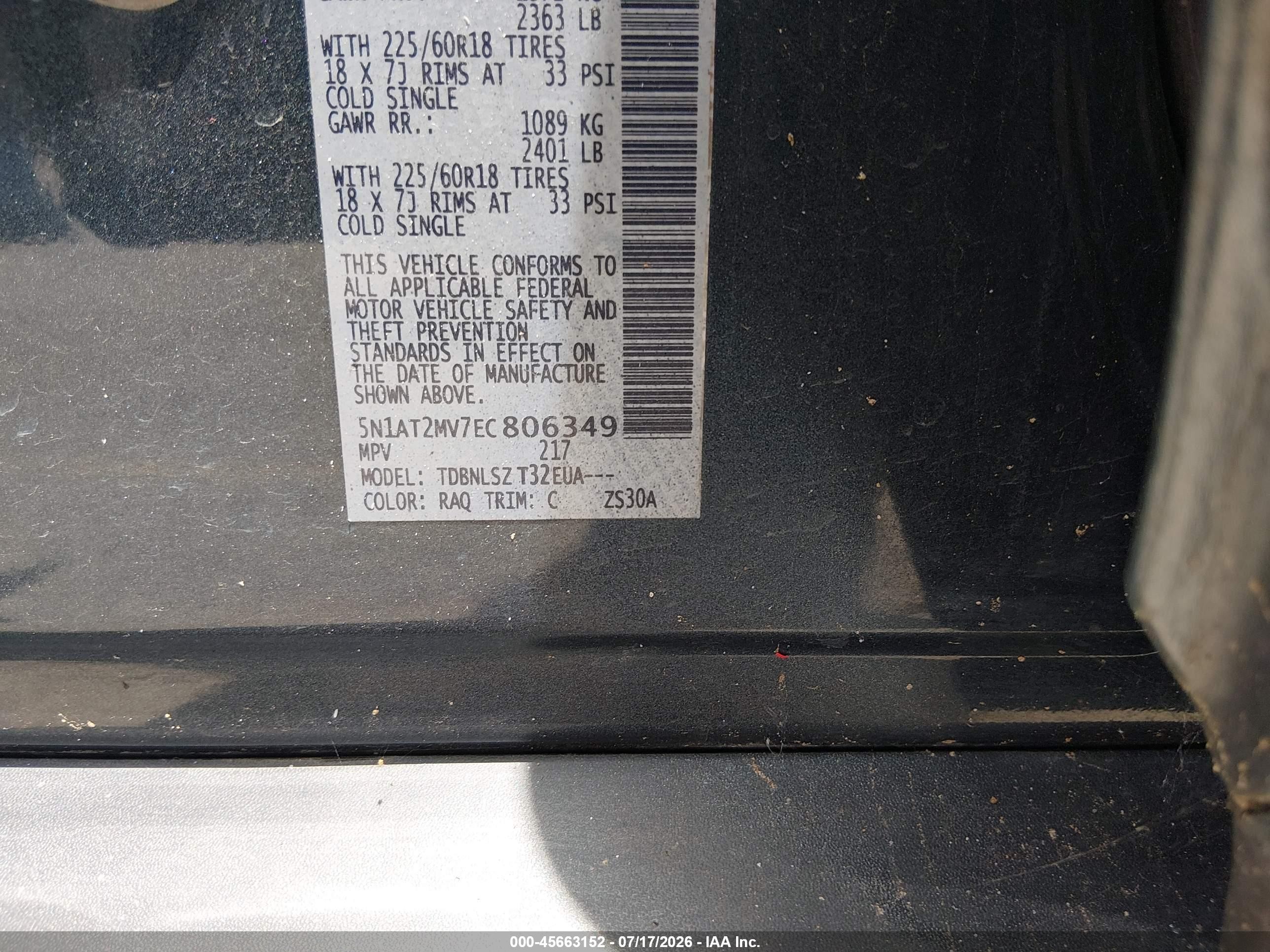 2014 Nissan Rogue Sl Blue vin: 5N1AT2MV7EC806349
