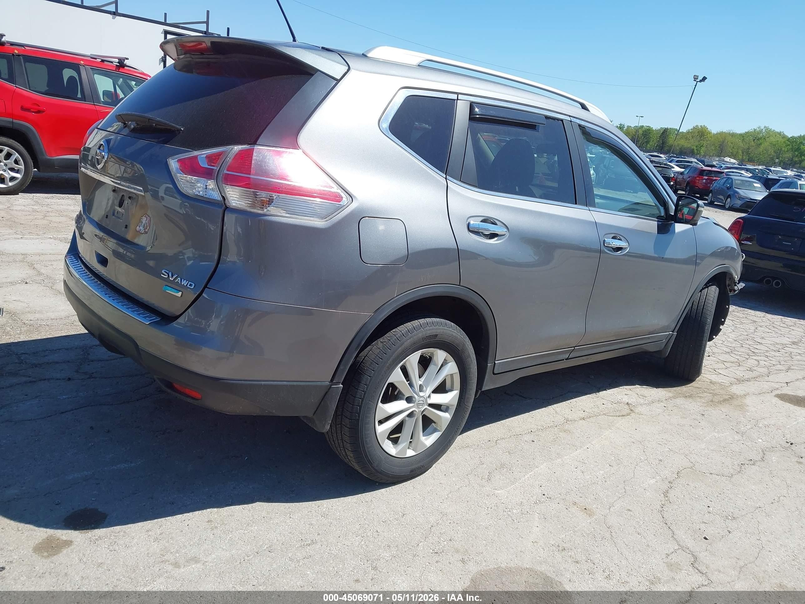 2014 Nissan Rogue Sv Gray vin: 5N1AT2MV7EC806562