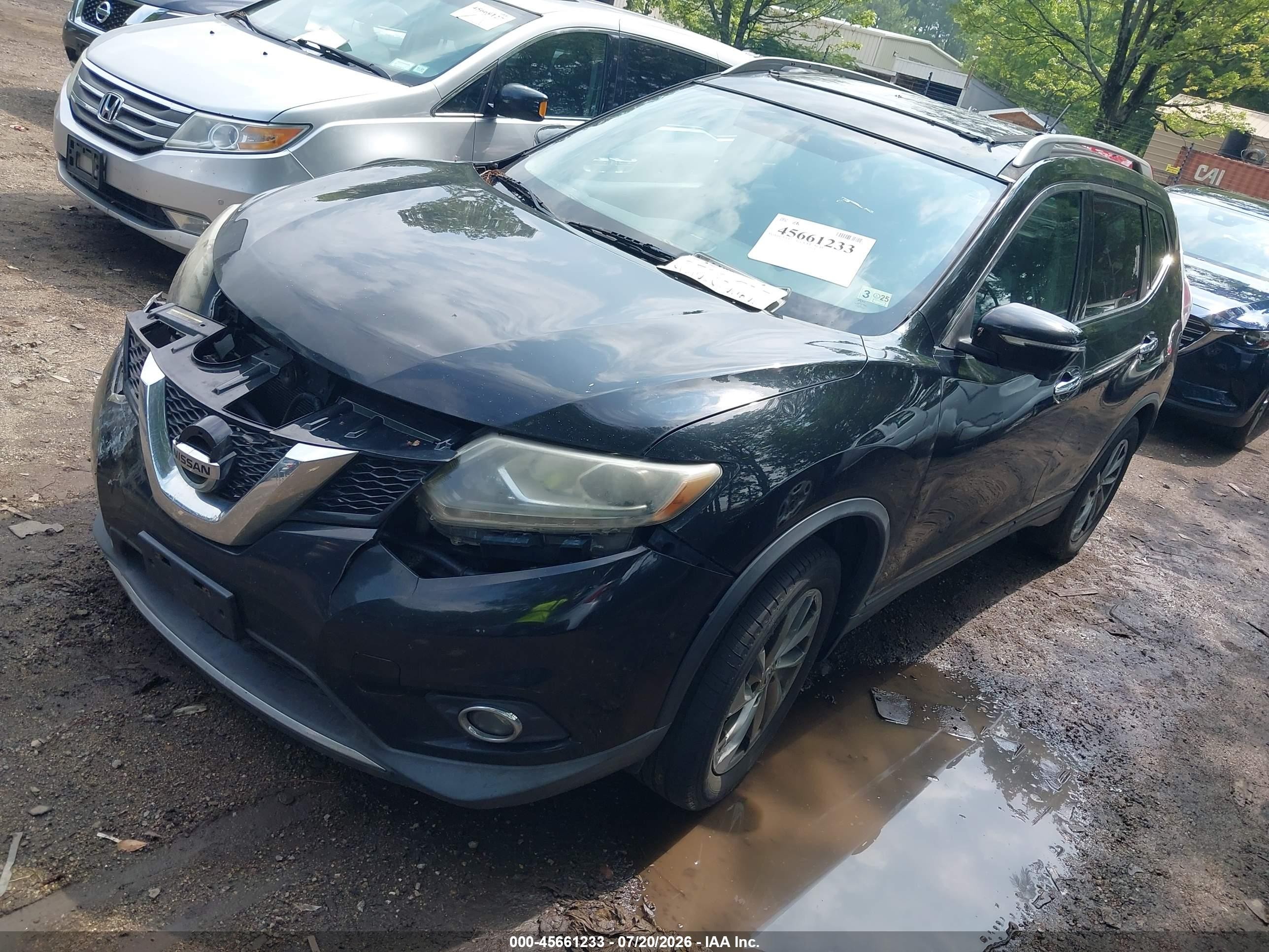 2014 Nissan Rogue Sl Black vin: 5N1AT2MV7EC834846
