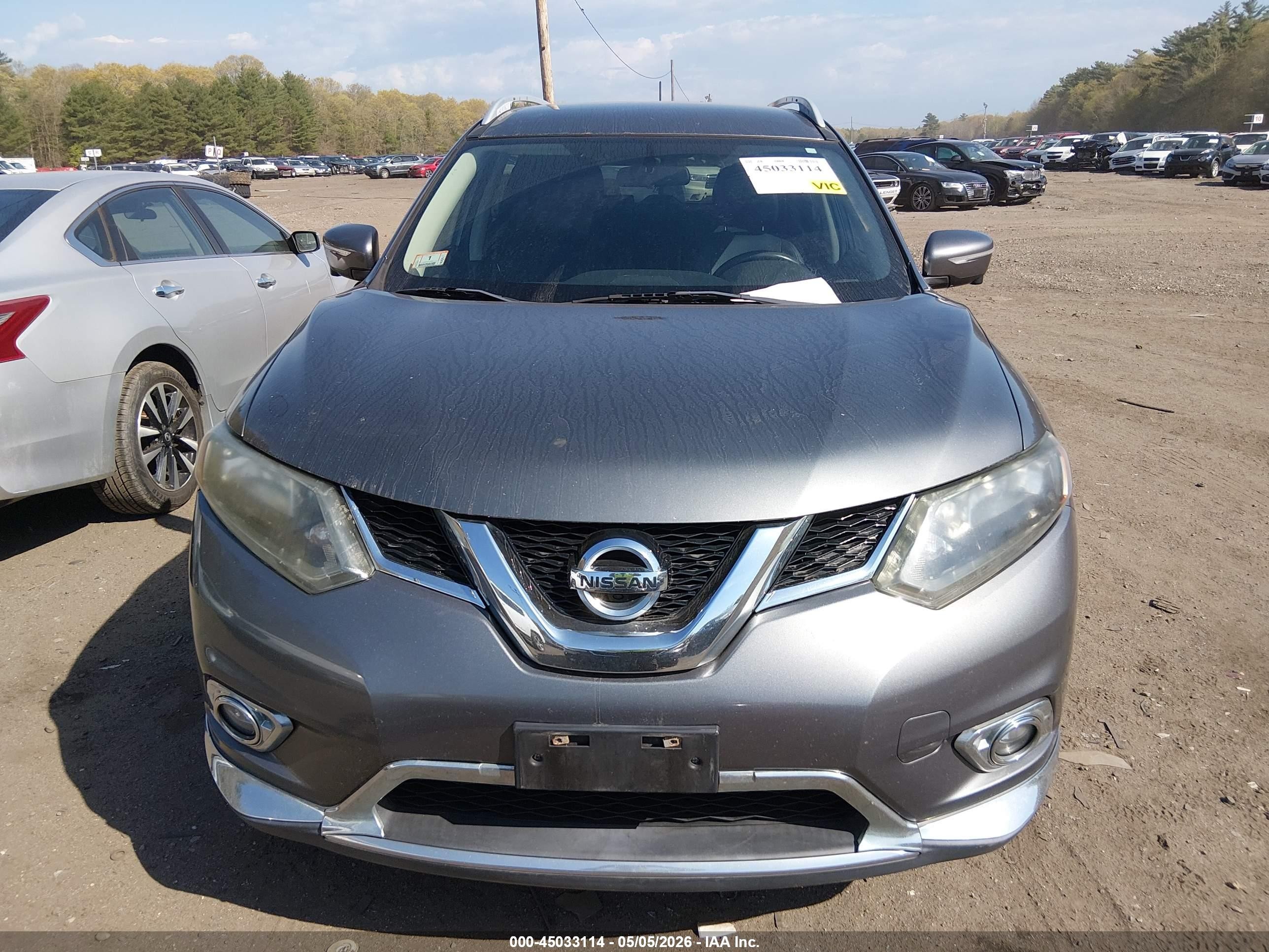 2014 Nissan Rogue Sl Gray vin: 5N1AT2MV7EC848665