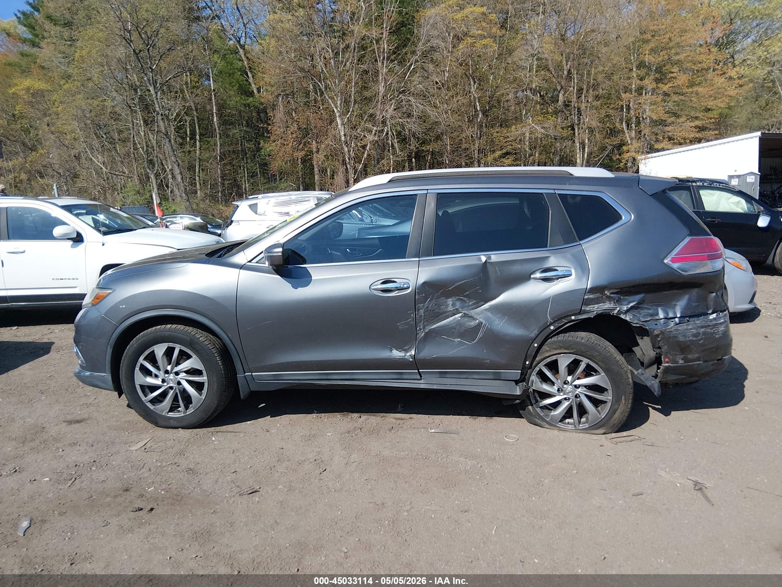 2014 Nissan Rogue Sl Gray vin: 5N1AT2MV7EC848665
