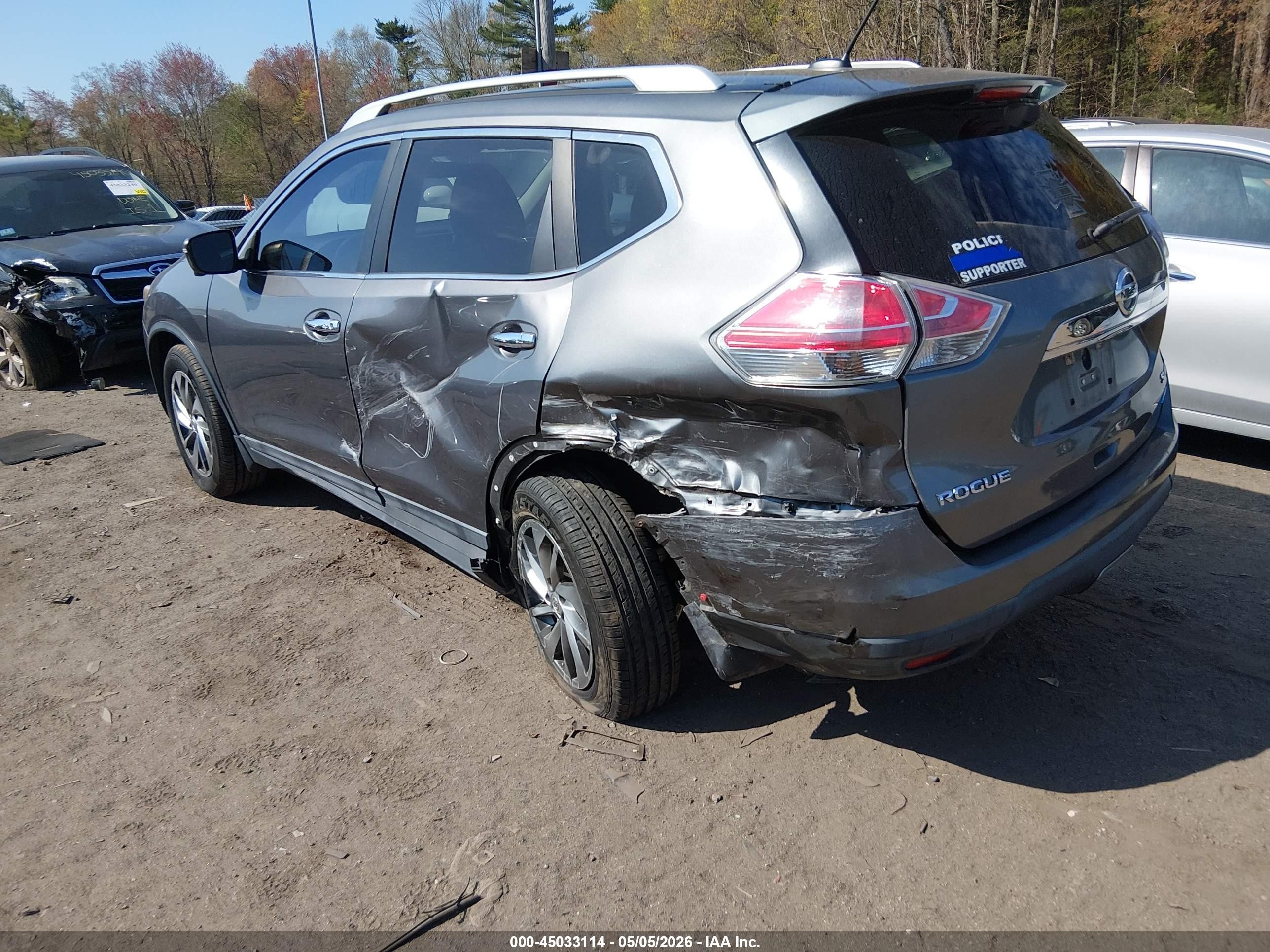 2014 Nissan Rogue Sl Gray vin: 5N1AT2MV7EC848665