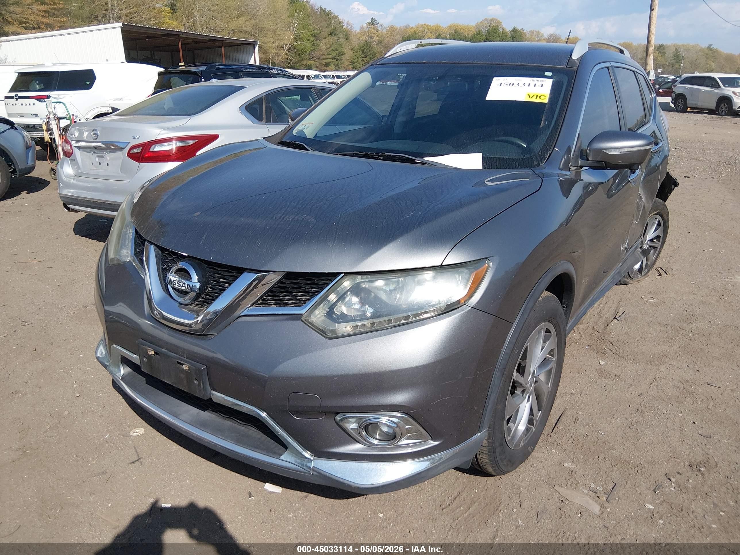 2014 Nissan Rogue Sl Gray vin: 5N1AT2MV7EC848665