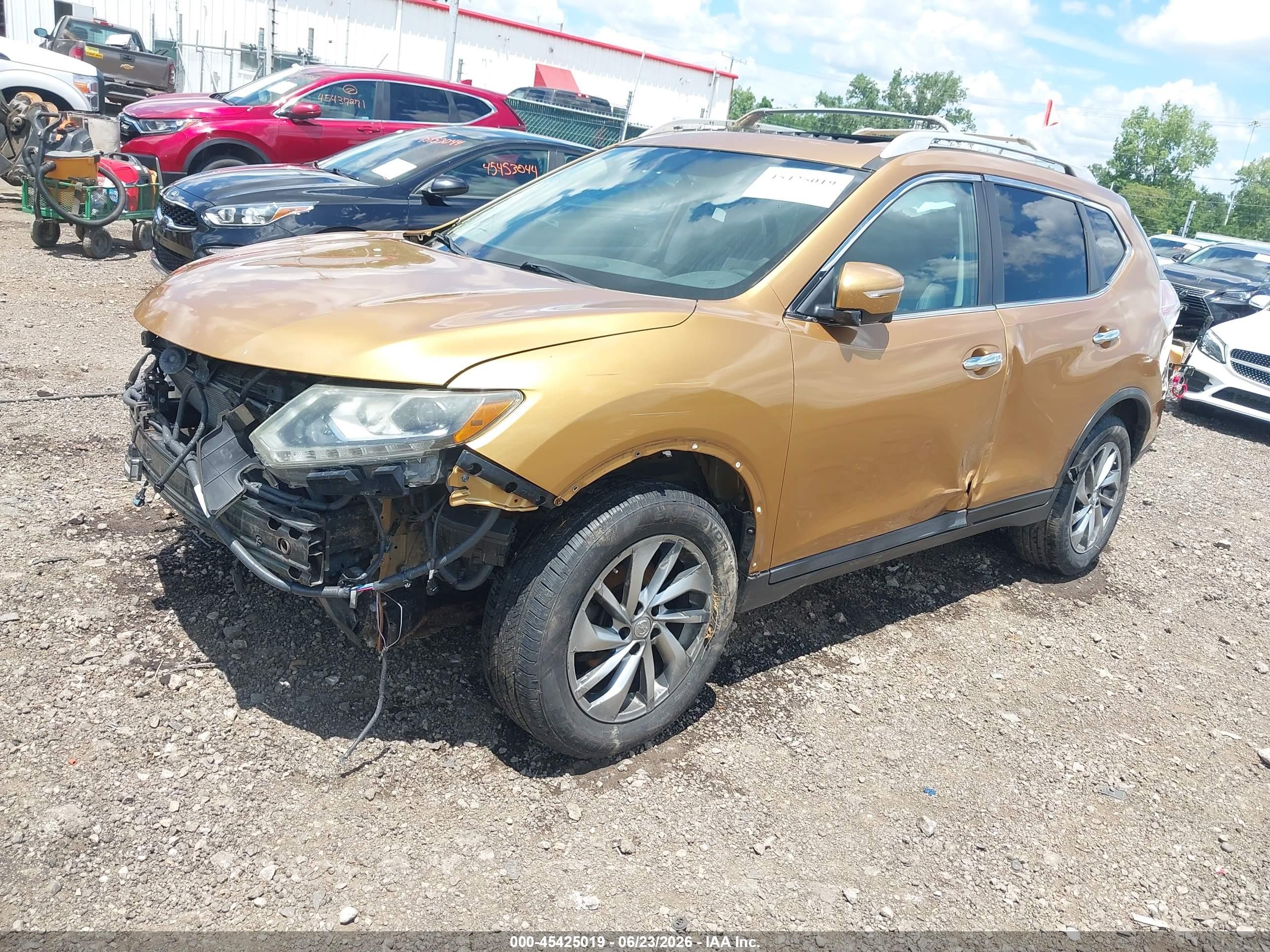 2014 Nissan Rogue Sl Gold vin: 5N1AT2MV7EC852702