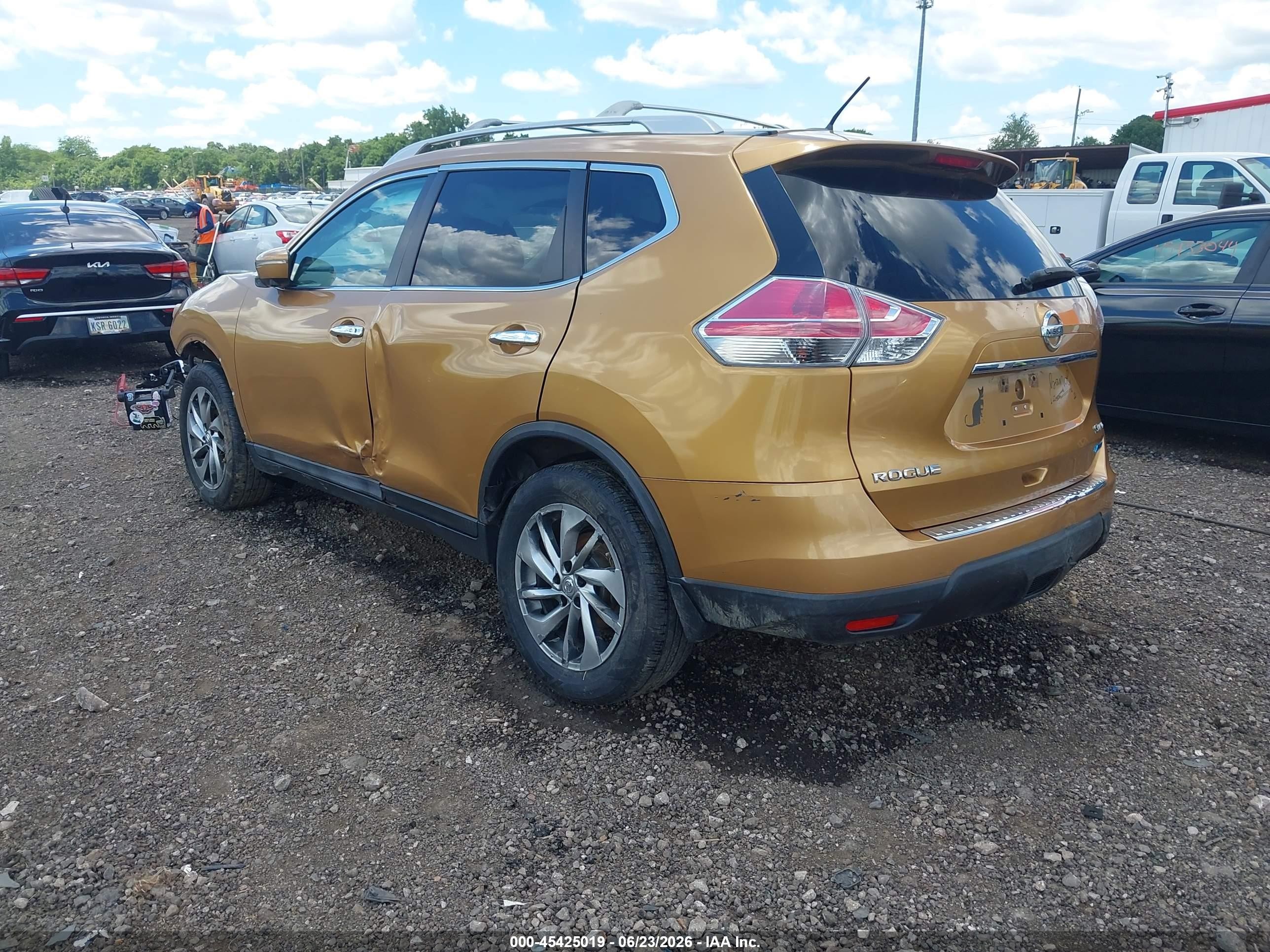 2014 Nissan Rogue Sl Gold vin: 5N1AT2MV7EC852702