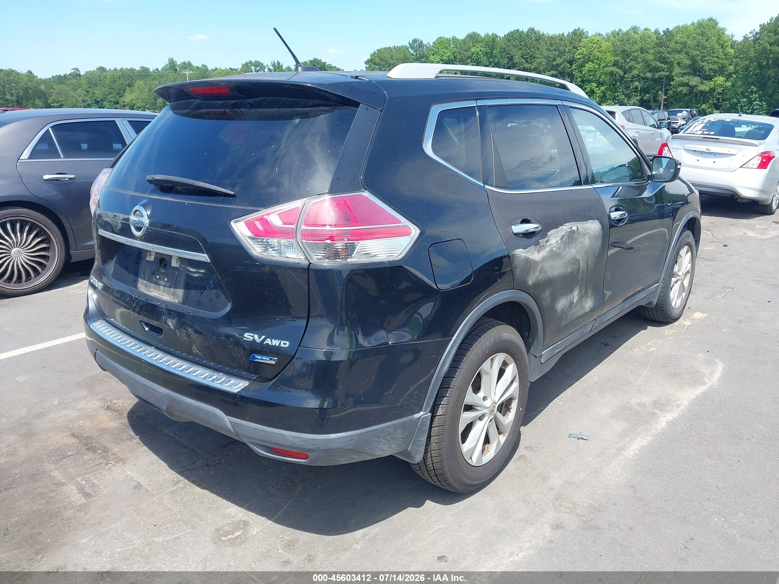 2014 Nissan Rogue Sv Black vin: 5N1AT2MV7EC855437