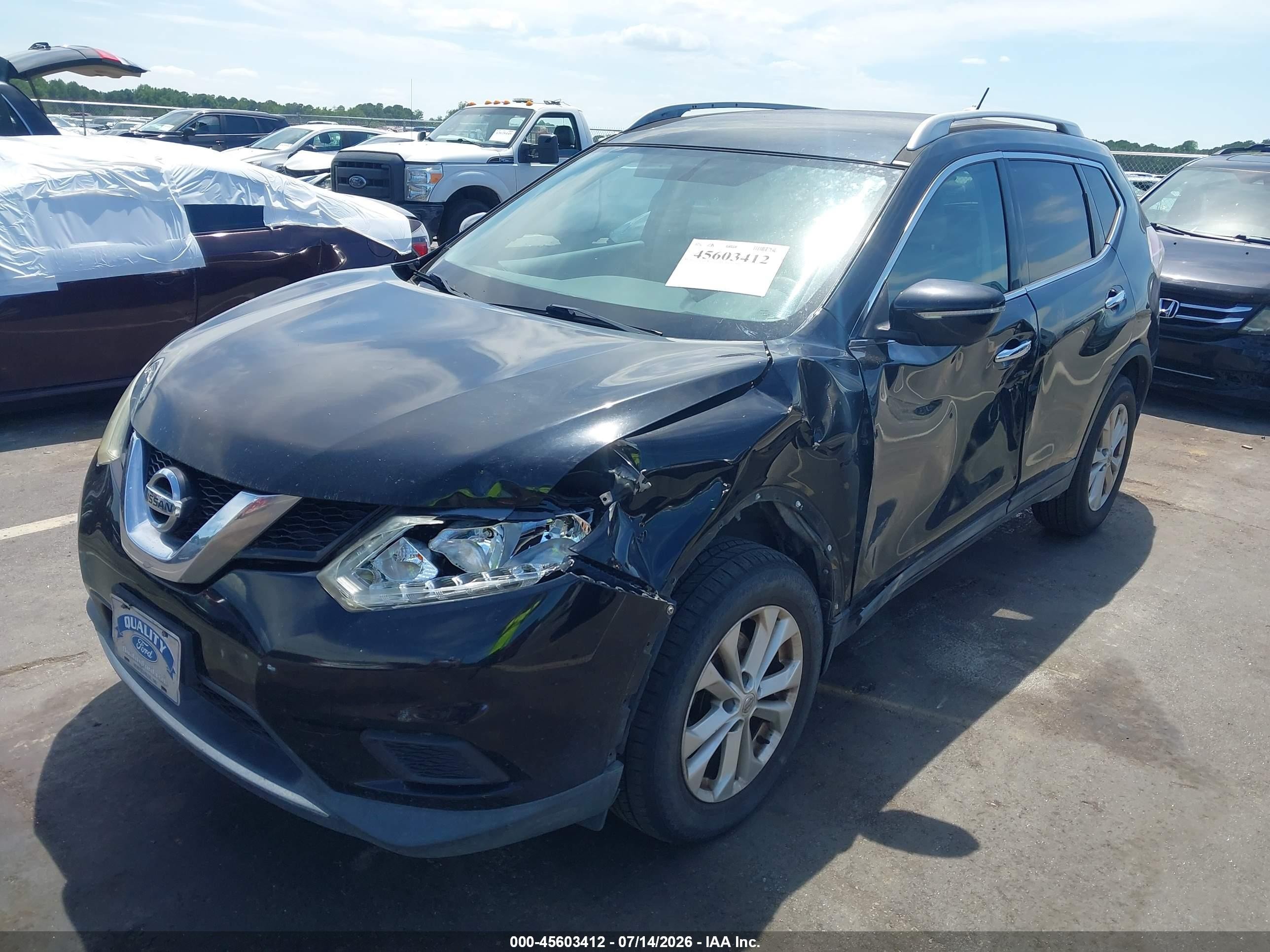 2014 Nissan Rogue Sv Black vin: 5N1AT2MV7EC855437