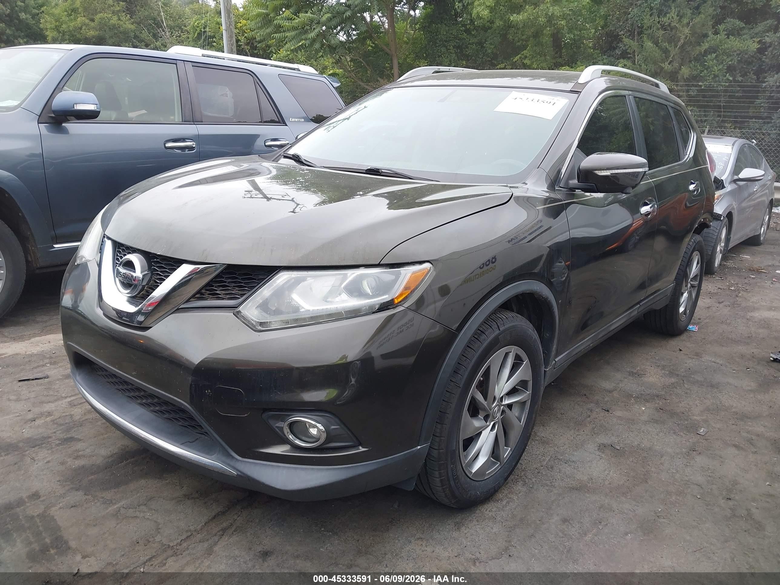 2015 Nissan Rogue Sl Green vin: 5N1AT2MV7FC757719