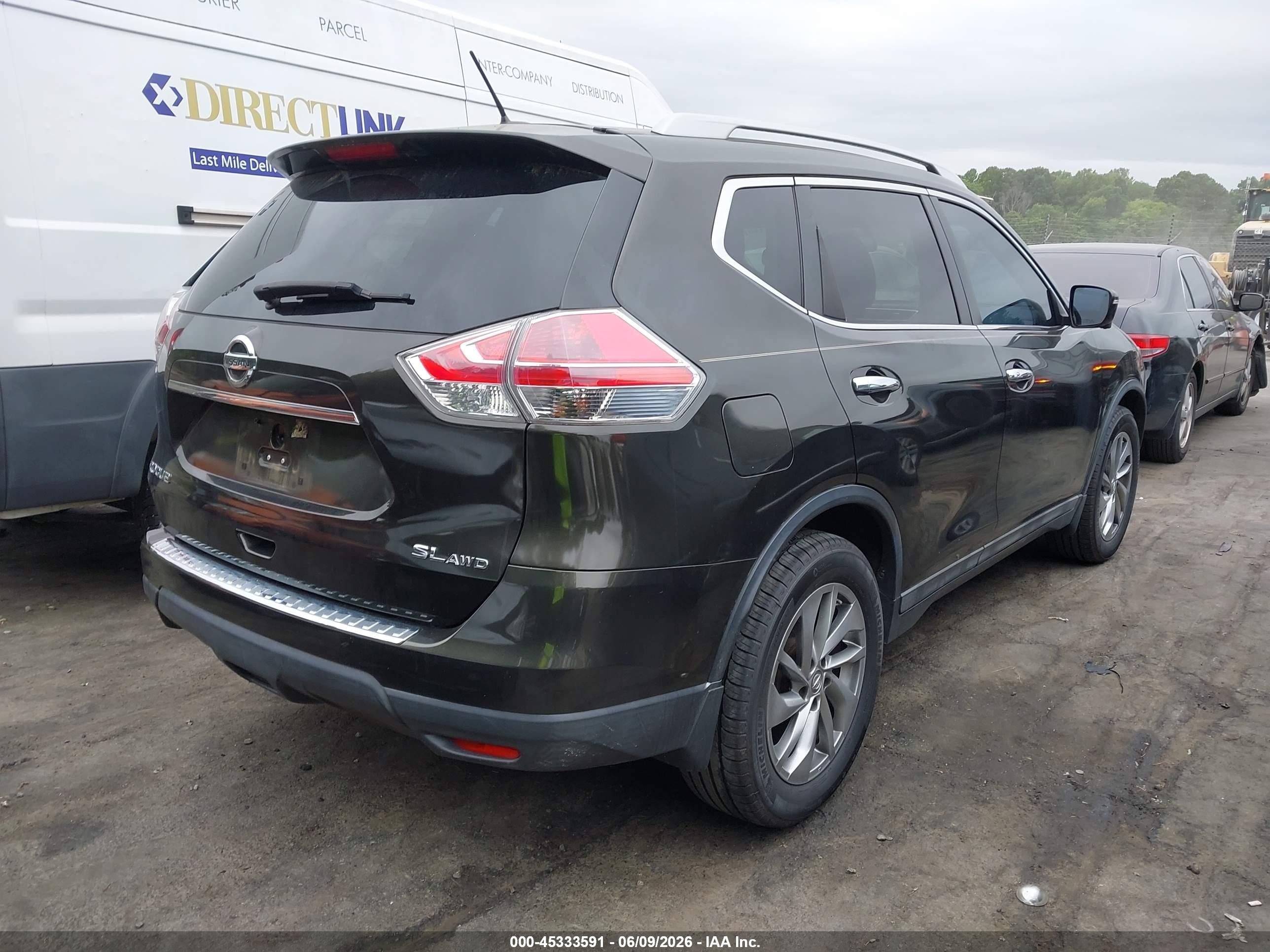2015 Nissan Rogue Sl Green vin: 5N1AT2MV7FC757719