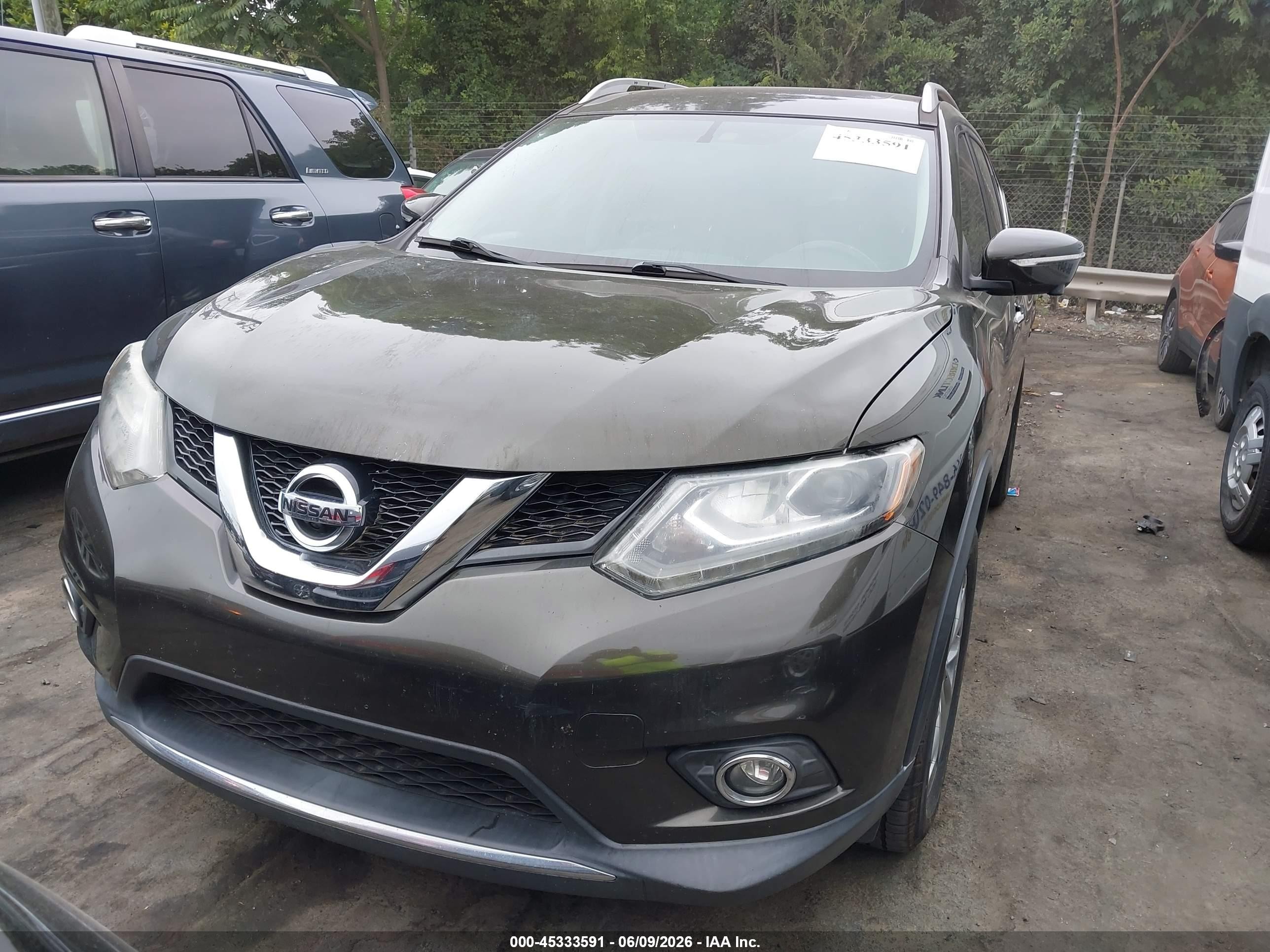 2015 Nissan Rogue Sl Green vin: 5N1AT2MV7FC757719