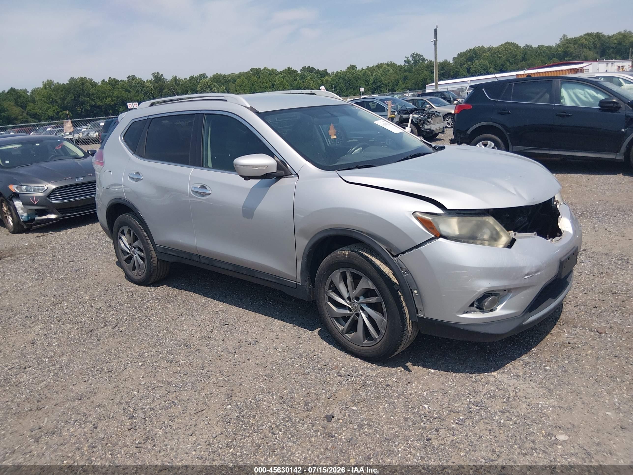 2015 Nissan Rogue Sl Gray vin: 5N1AT2MV7FC802707