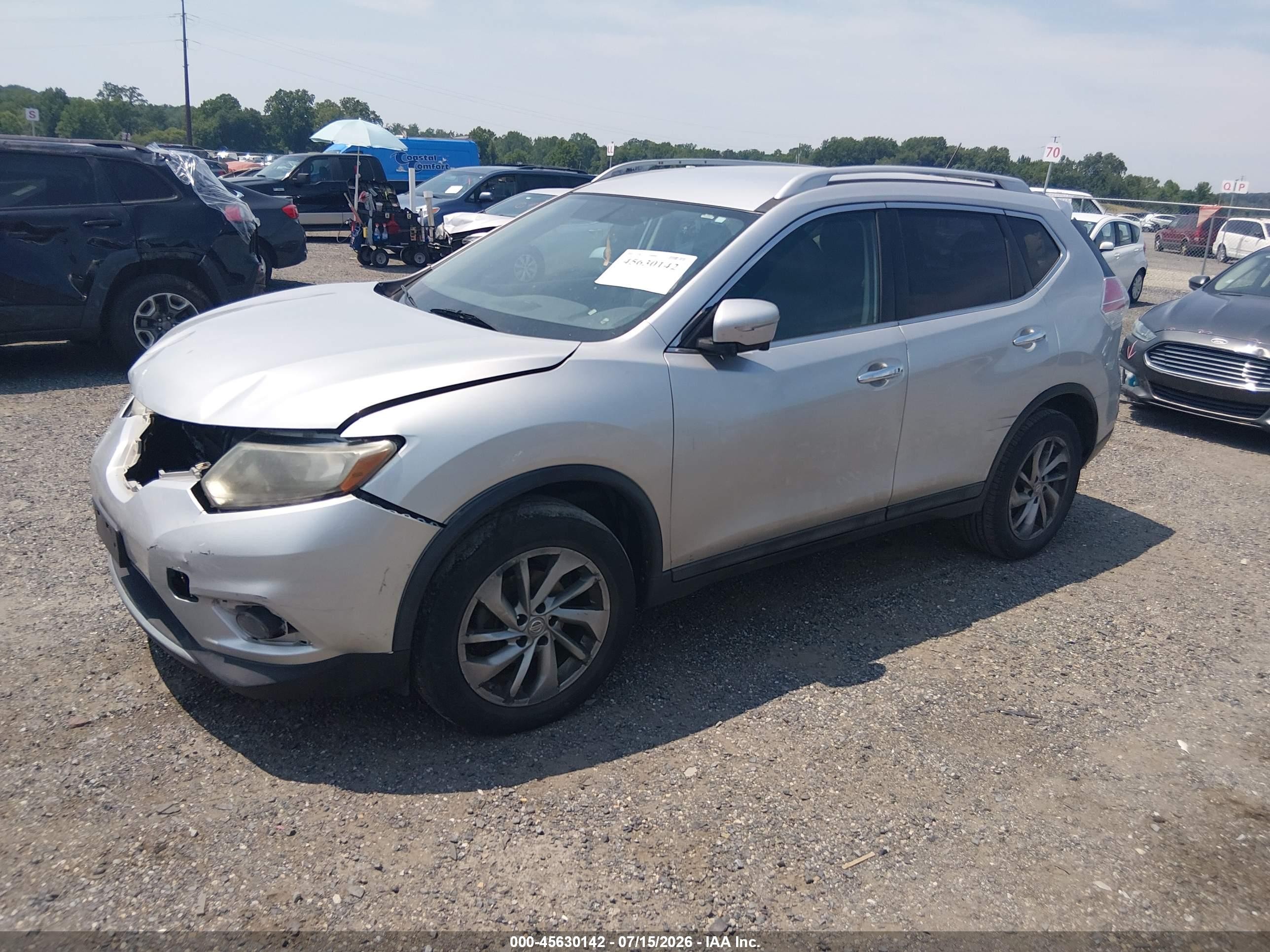 2015 Nissan Rogue Sl Gray vin: 5N1AT2MV7FC802707