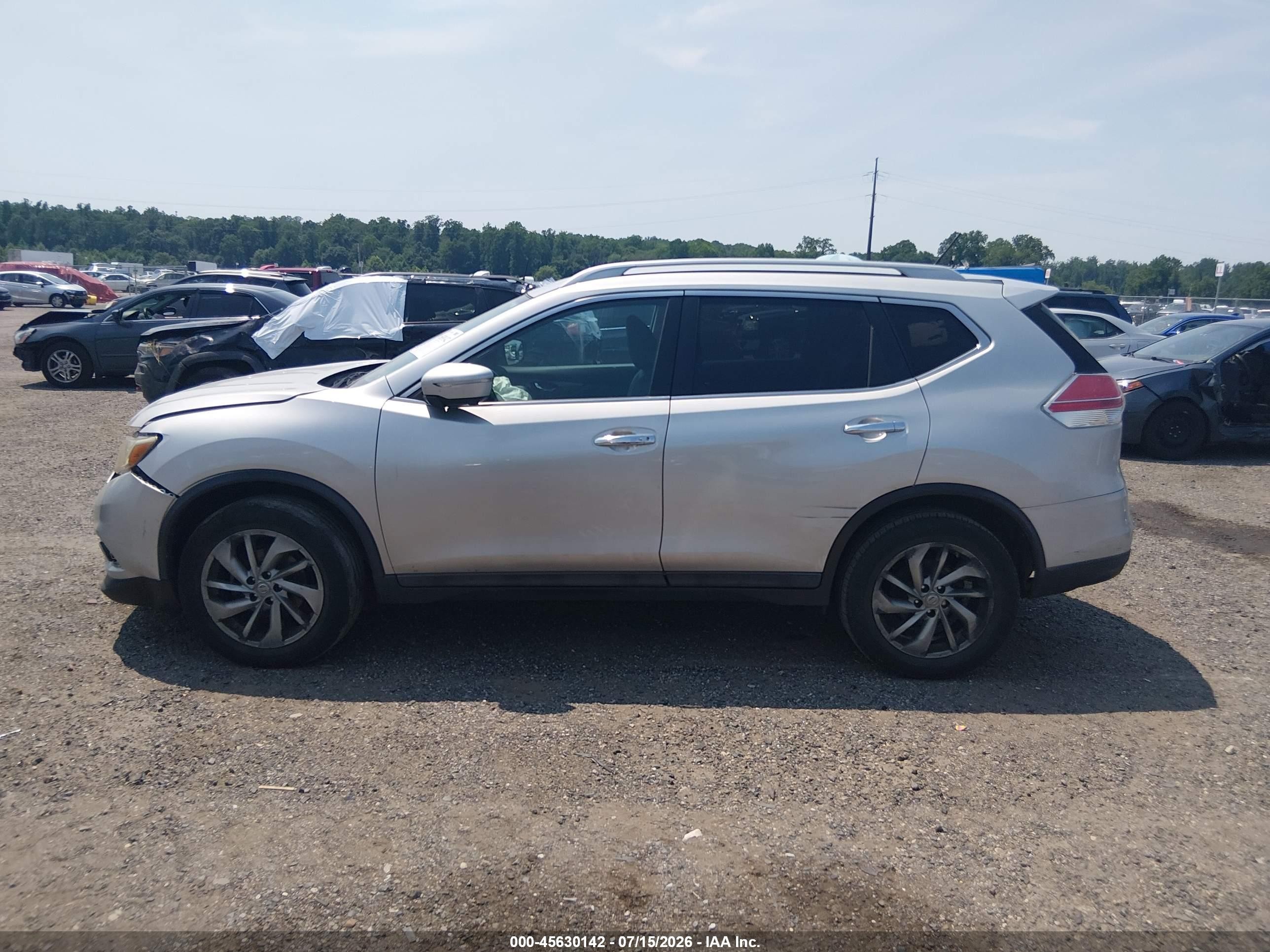 2015 Nissan Rogue Sl Gray vin: 5N1AT2MV7FC802707