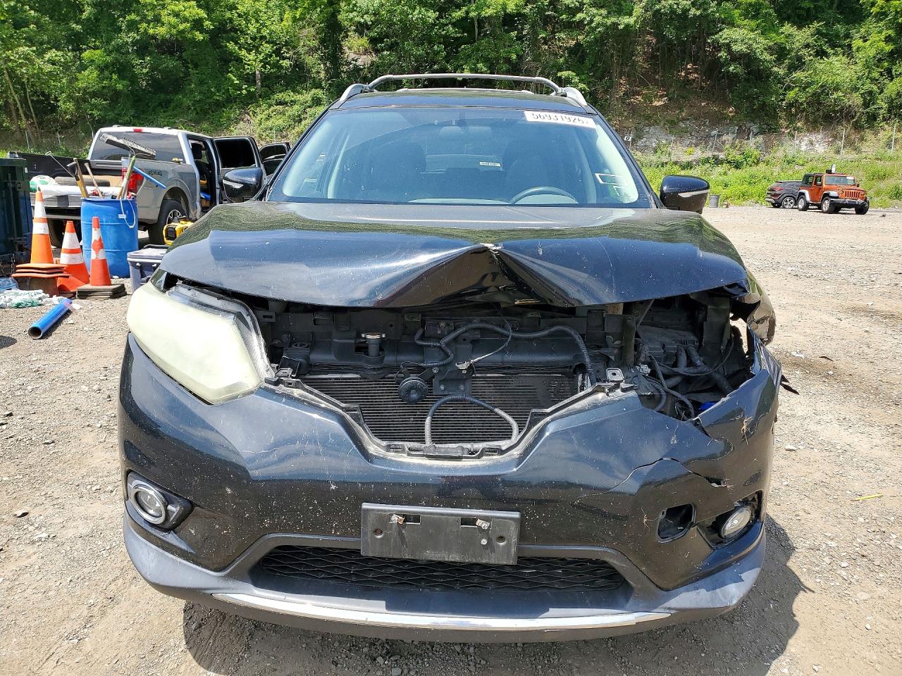 2015 Nissan Rogue Sl Black vin: 5N1AT2MV7FC805087