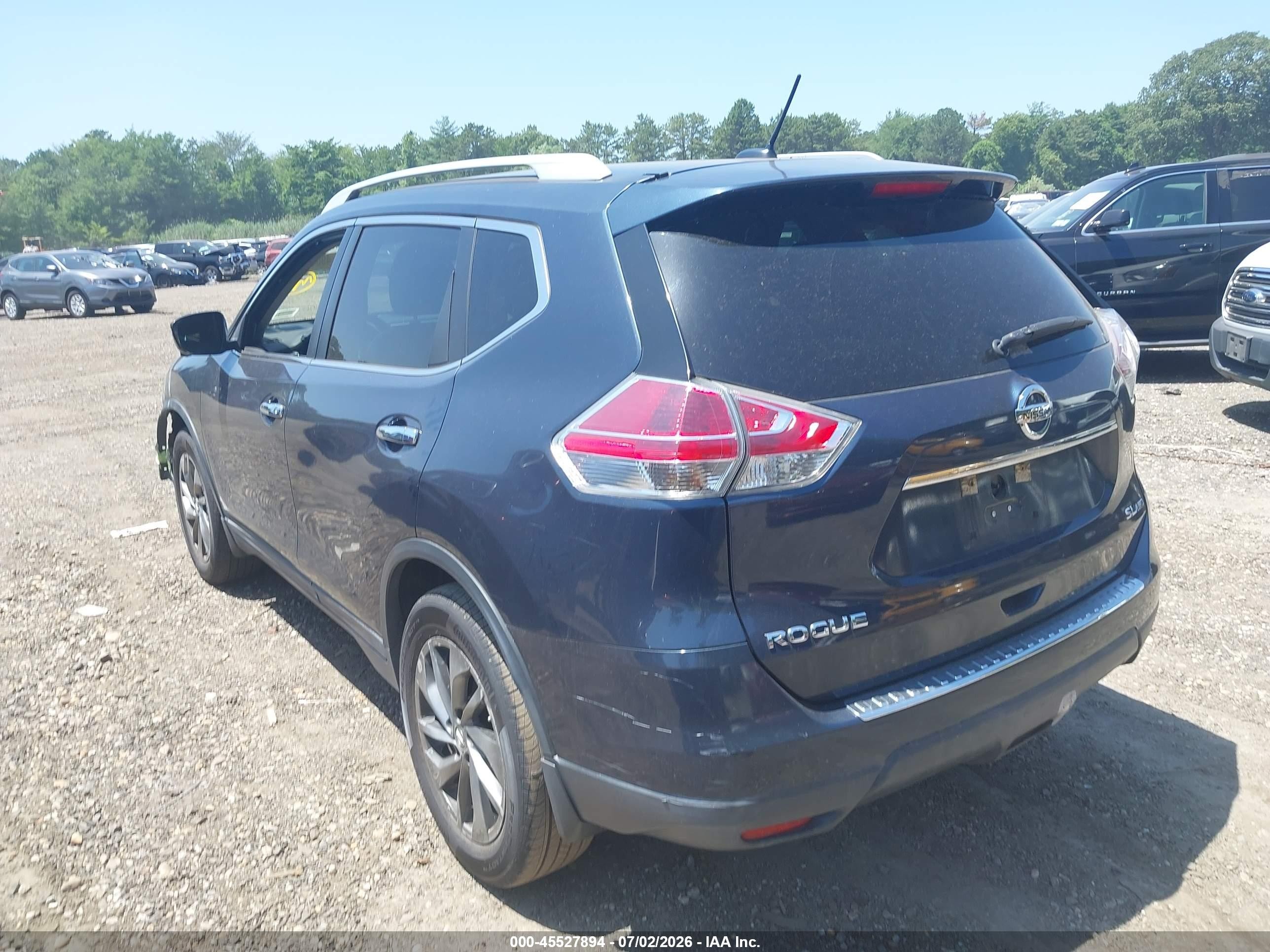 2015 Nissan Rogue Sl Blue vin: 5N1AT2MV7FC807521