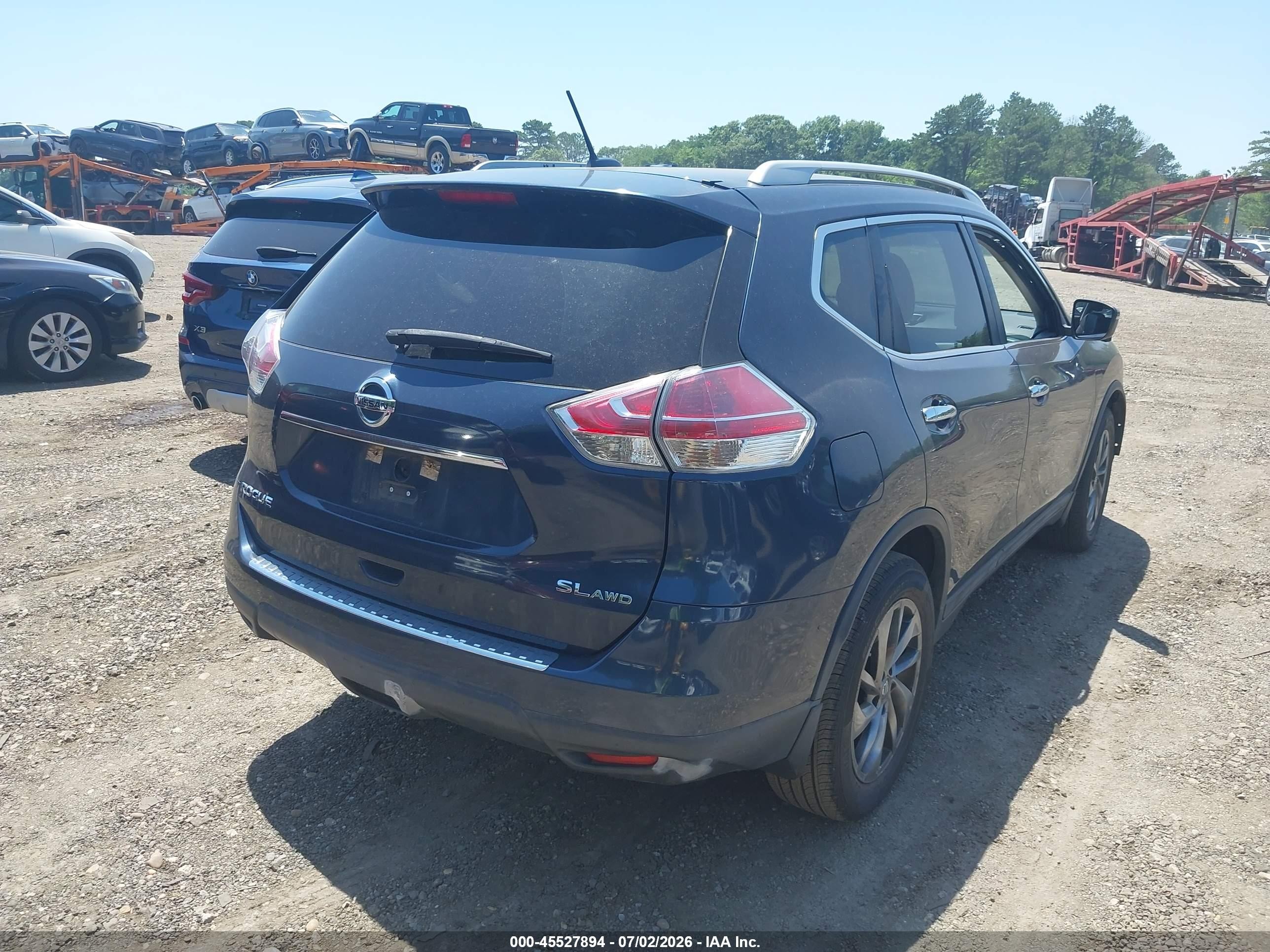 2015 Nissan Rogue Sl Blue vin: 5N1AT2MV7FC807521