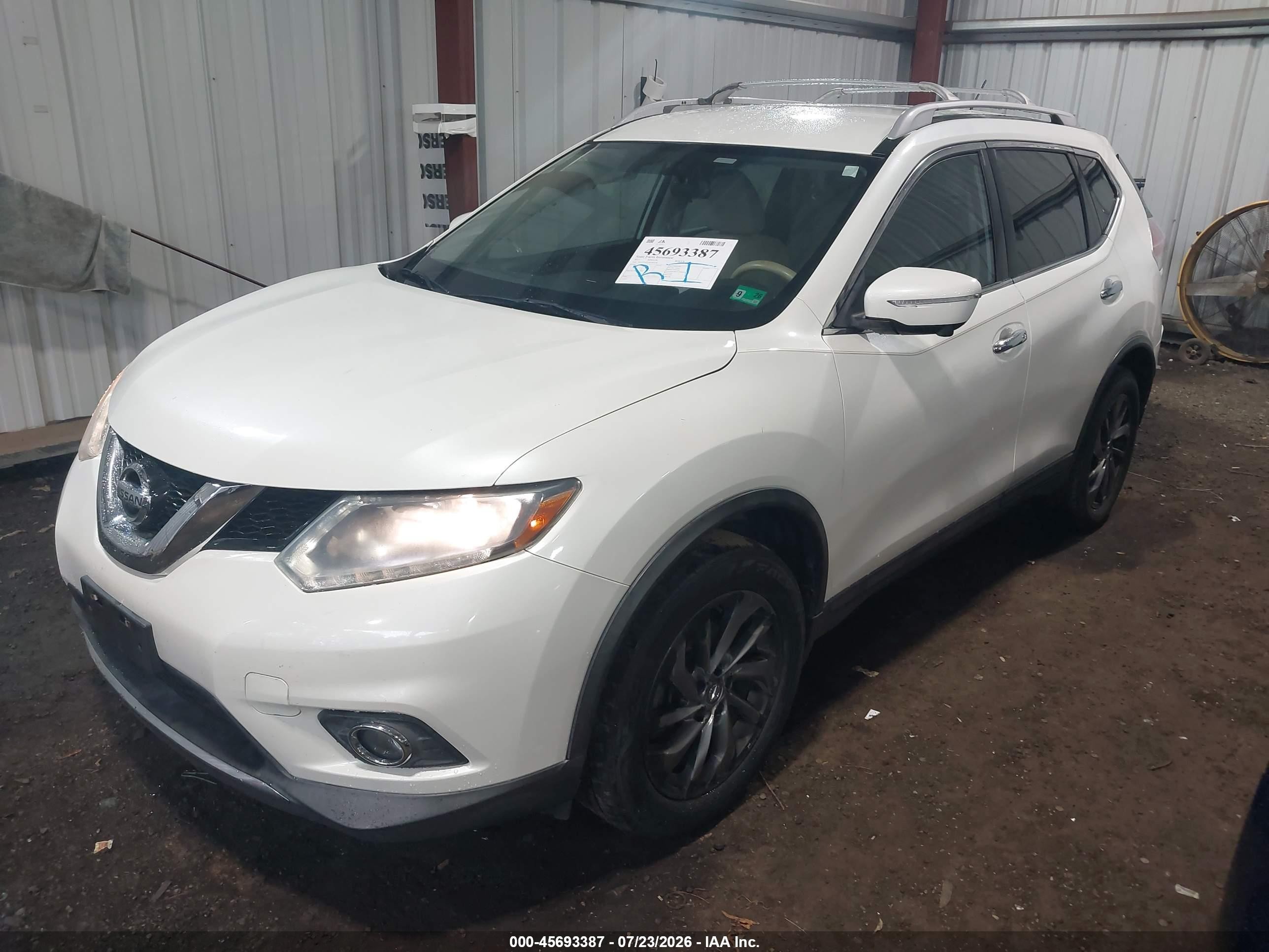 2015 Nissan Rogue Sl White vin: 5N1AT2MV7FC840308