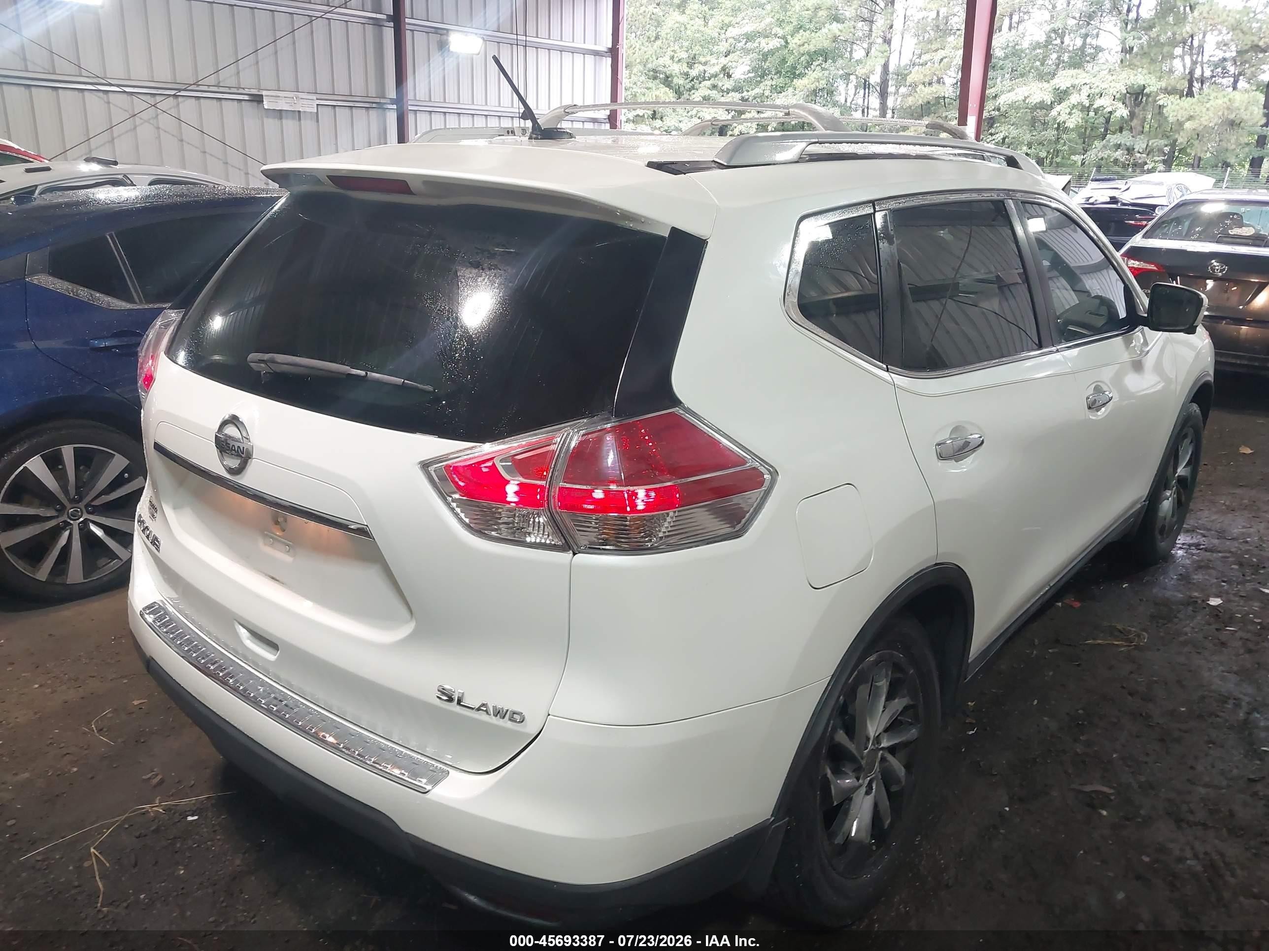 2015 Nissan Rogue Sl White vin: 5N1AT2MV7FC840308