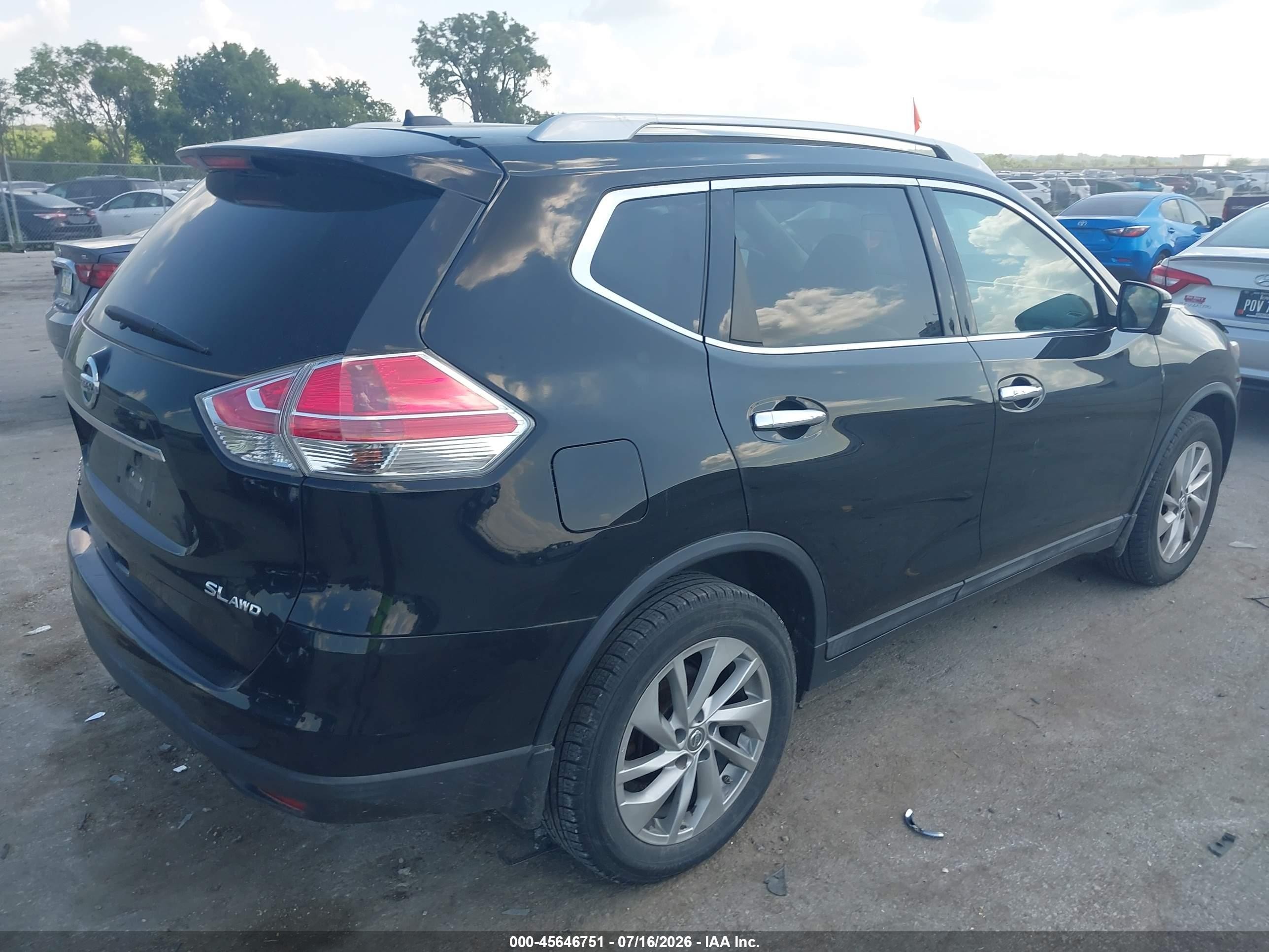 2015 Nissan Rogue Sl Black vin: 5N1AT2MV7FC862616
