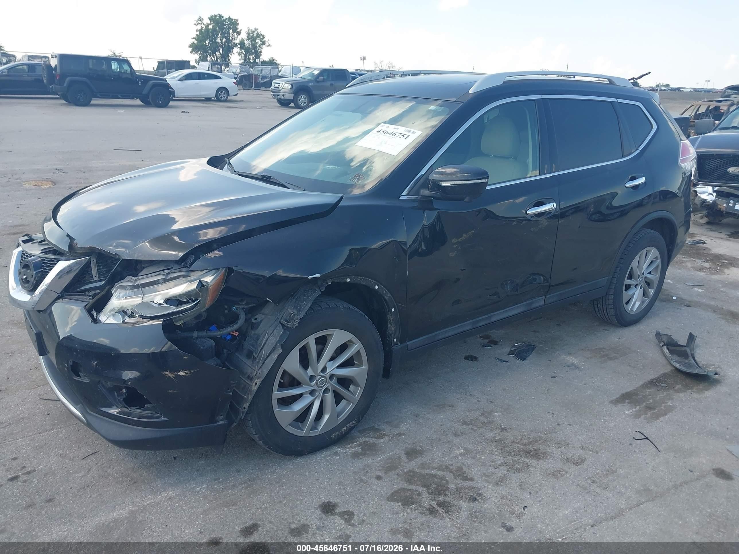 2015 Nissan Rogue Sl Black vin: 5N1AT2MV7FC862616