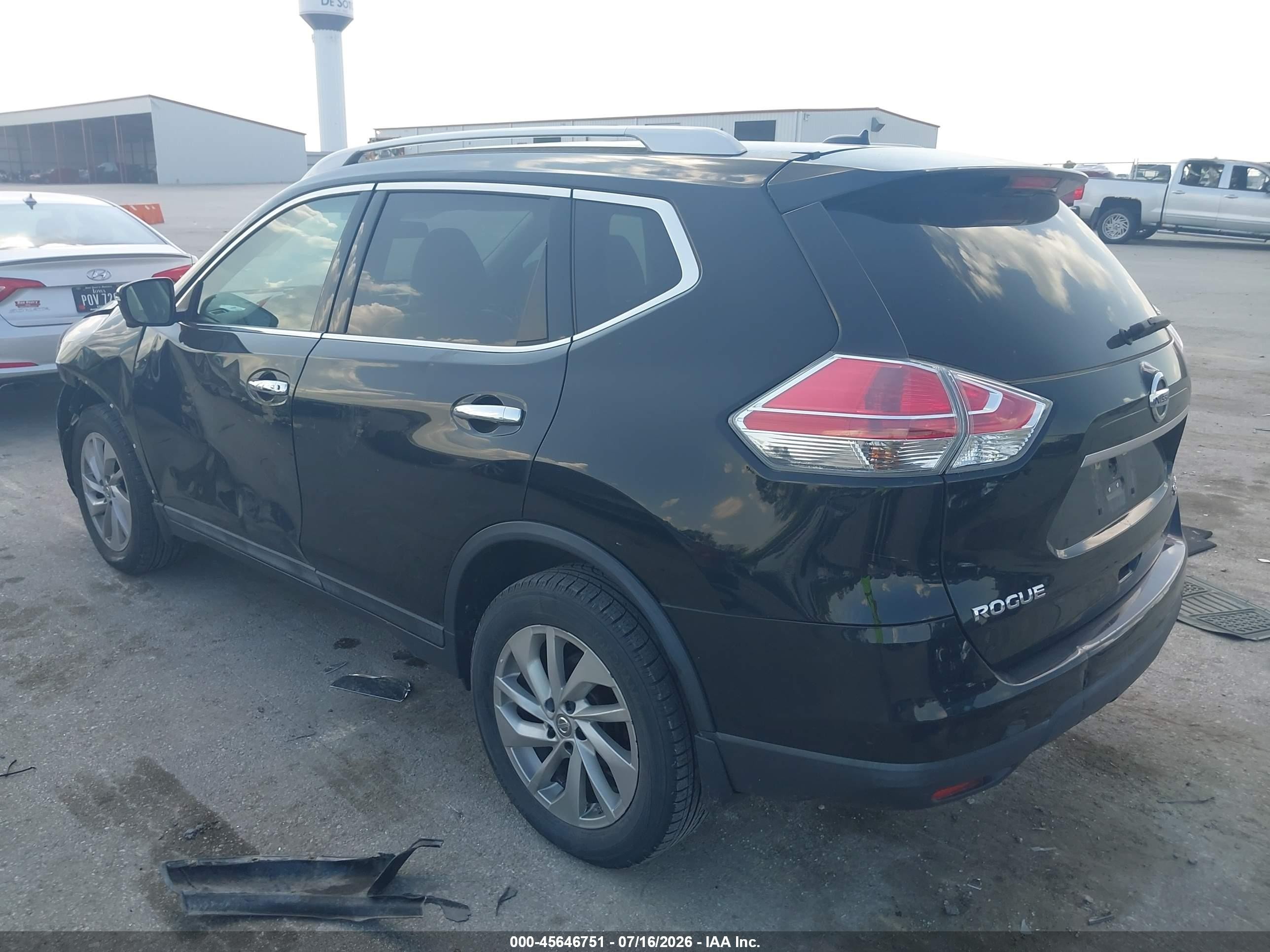2015 Nissan Rogue Sl Black vin: 5N1AT2MV7FC862616