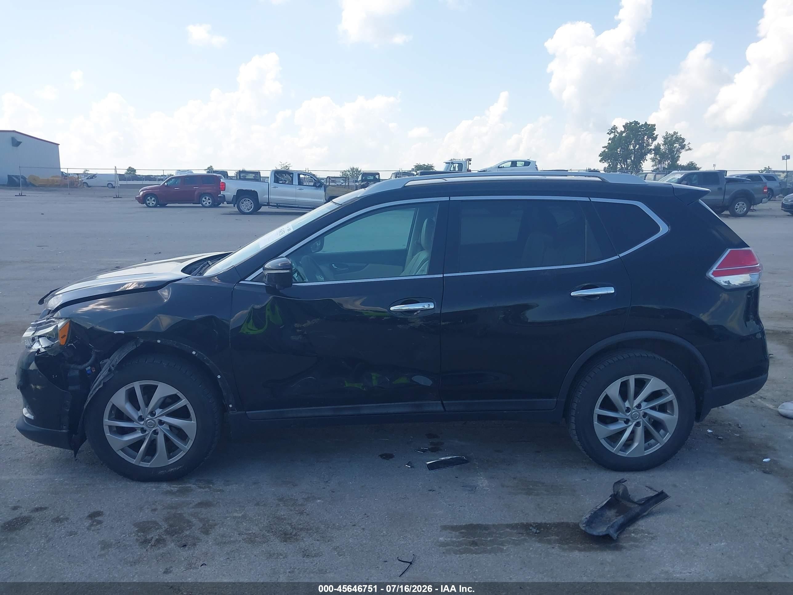 2015 Nissan Rogue Sl Black vin: 5N1AT2MV7FC862616