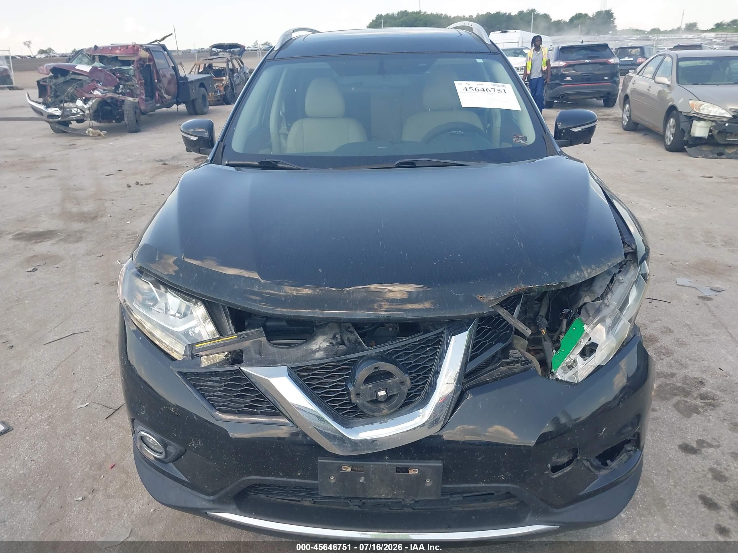 2015 Nissan Rogue Sl Black vin: 5N1AT2MV7FC862616
