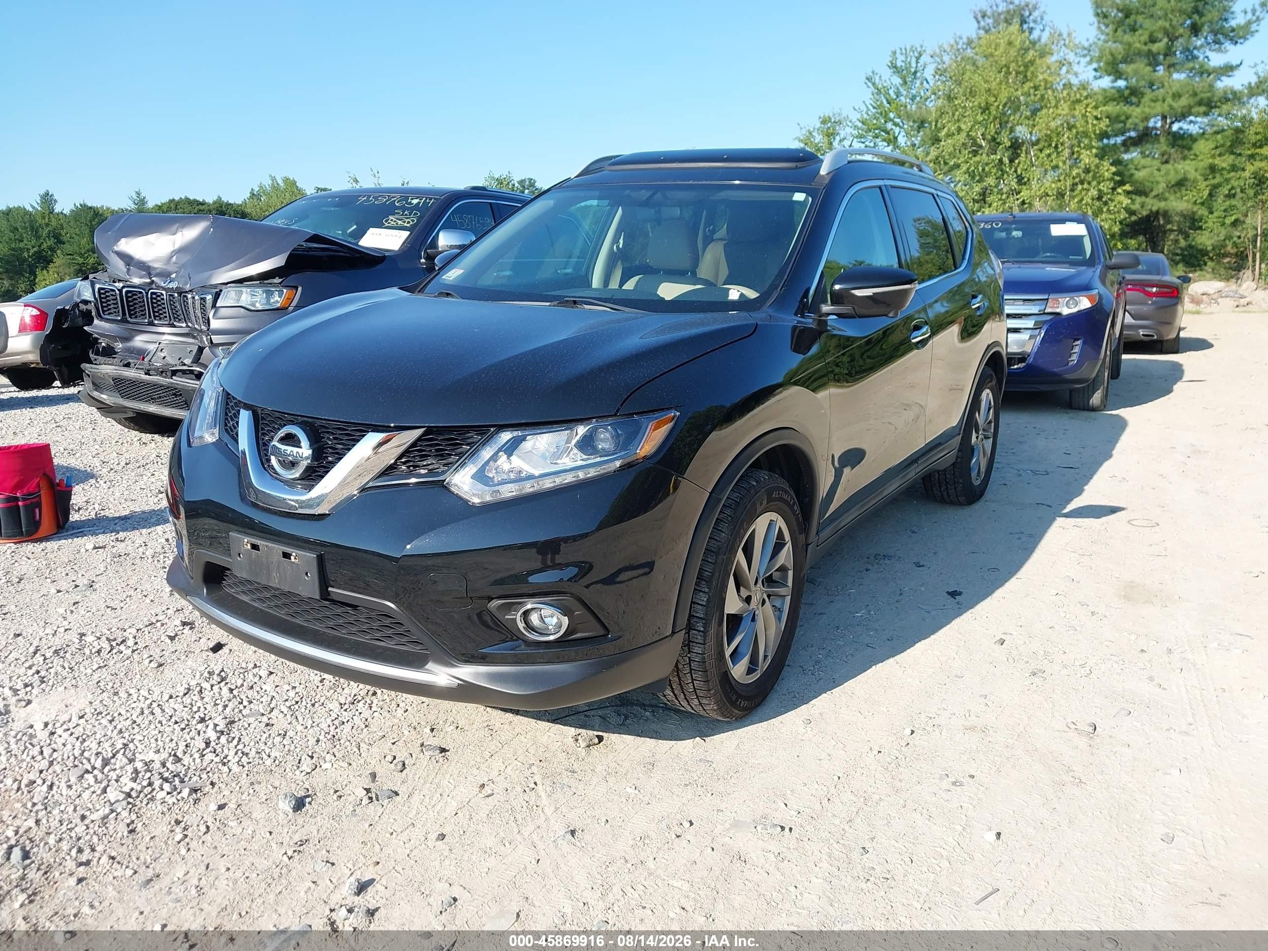 2015 Nissan Rogue Sl Black vin: 5N1AT2MV7FC907148