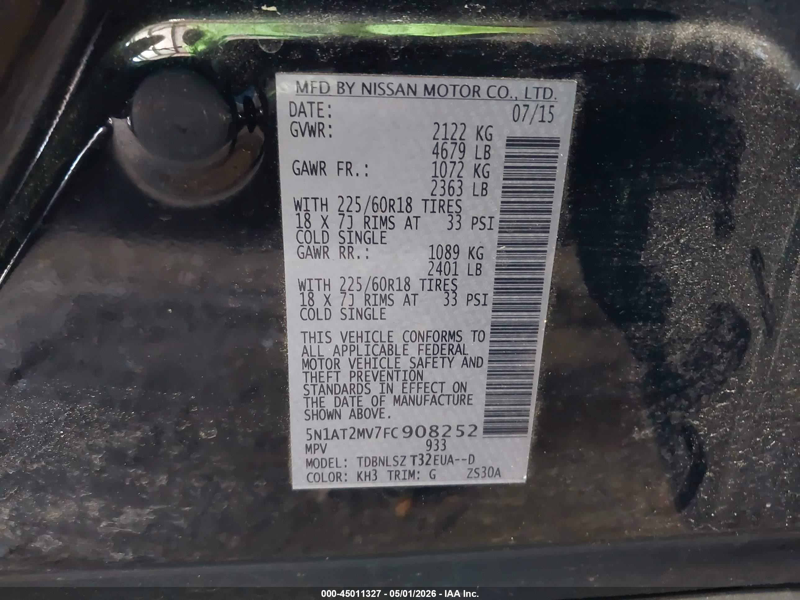 2015 Nissan Rogue Sl Черный vin: 5N1AT2MV7FC908252