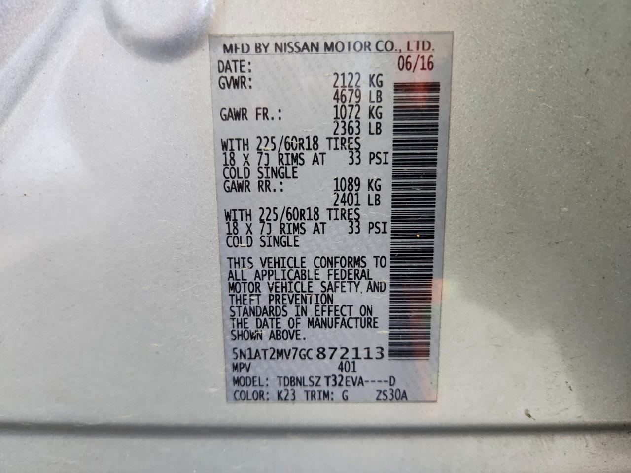 2016 Nissan Rogue Sl Серебряный vin: 5N1AT2MV7GC872113