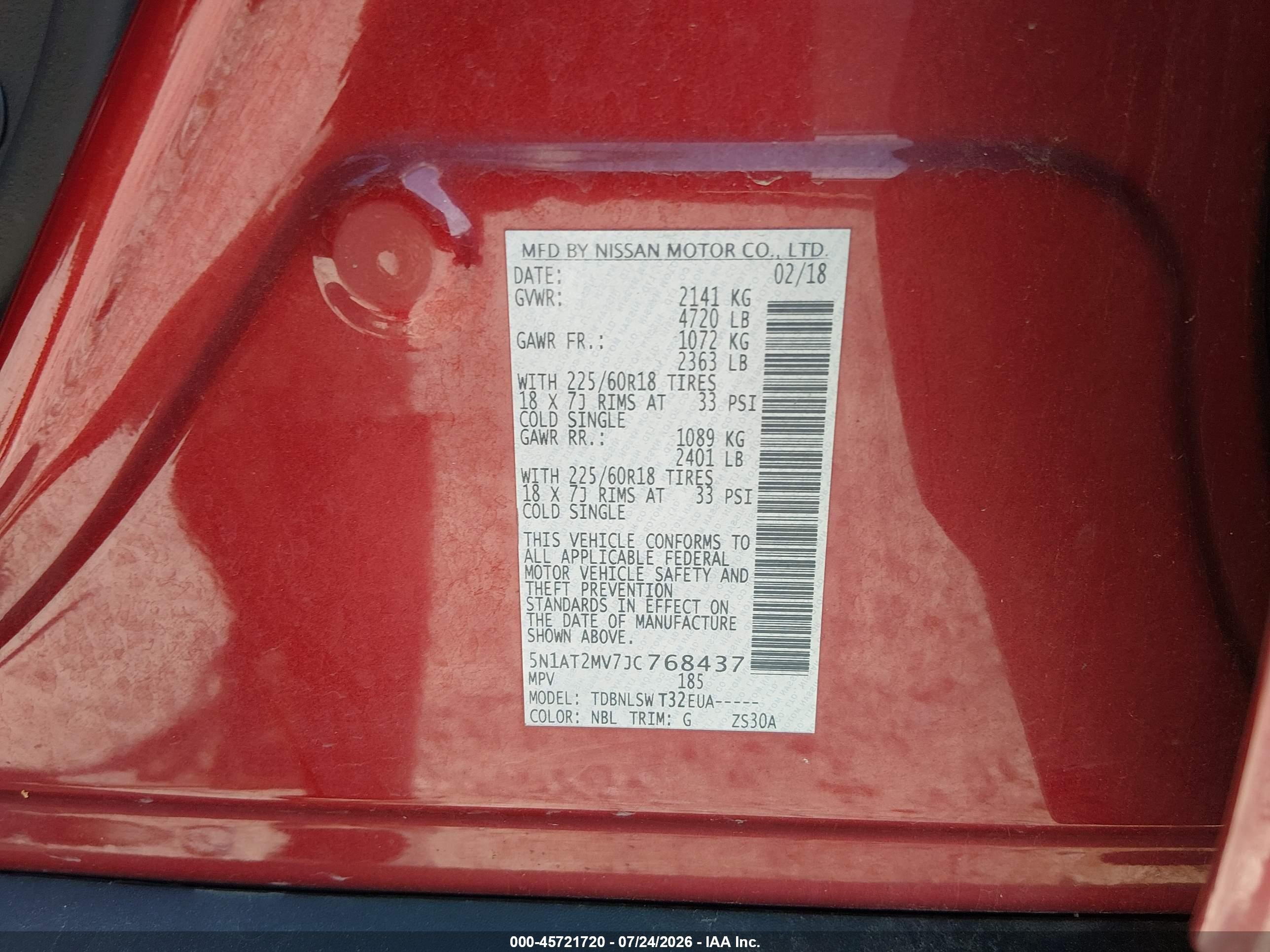 2018 Nissan Rogue Sl Red vin: 5N1AT2MV7JC768437