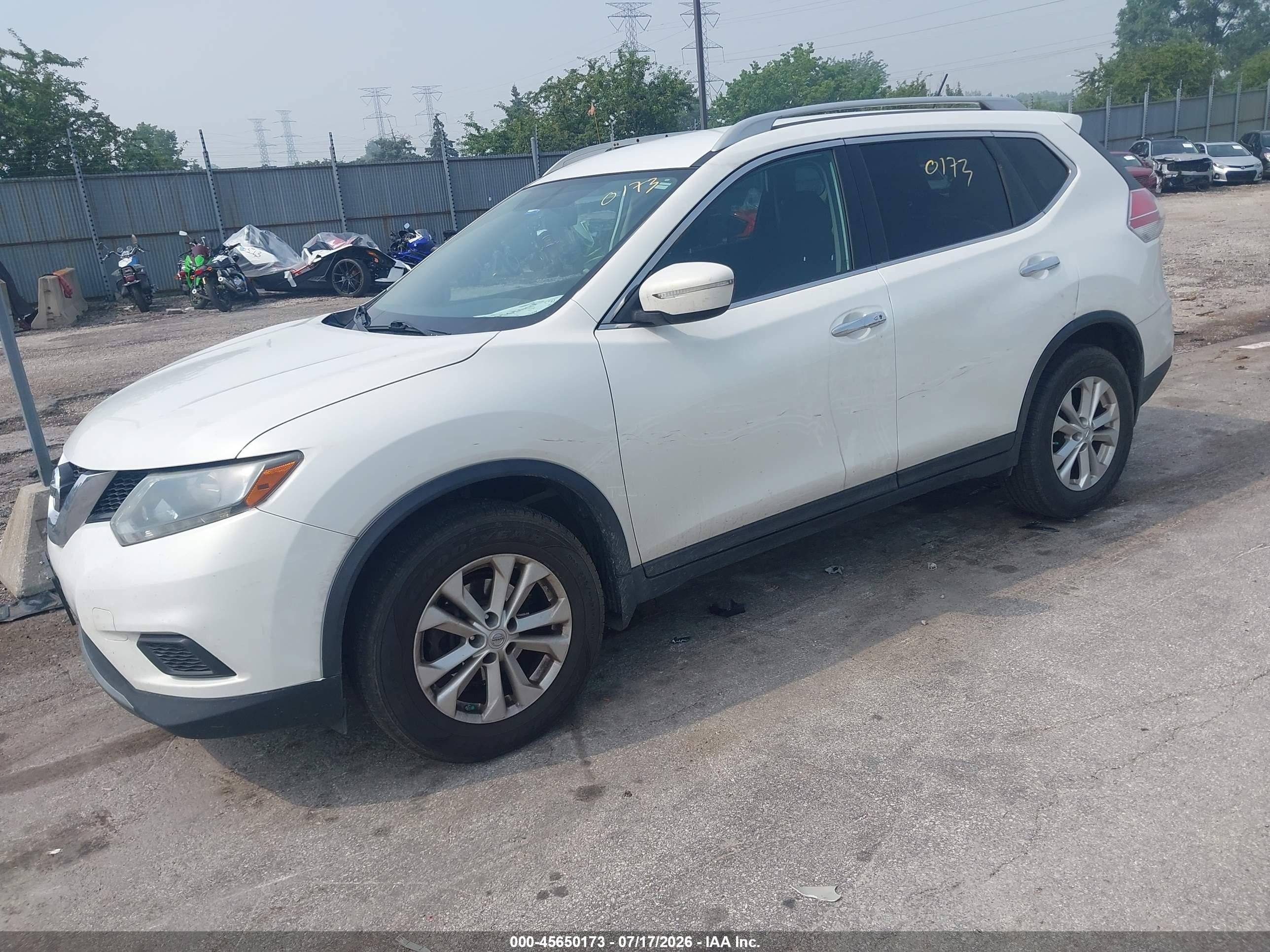 2014 Nissan Rogue Sv White vin: 5N1AT2MV8EC758649