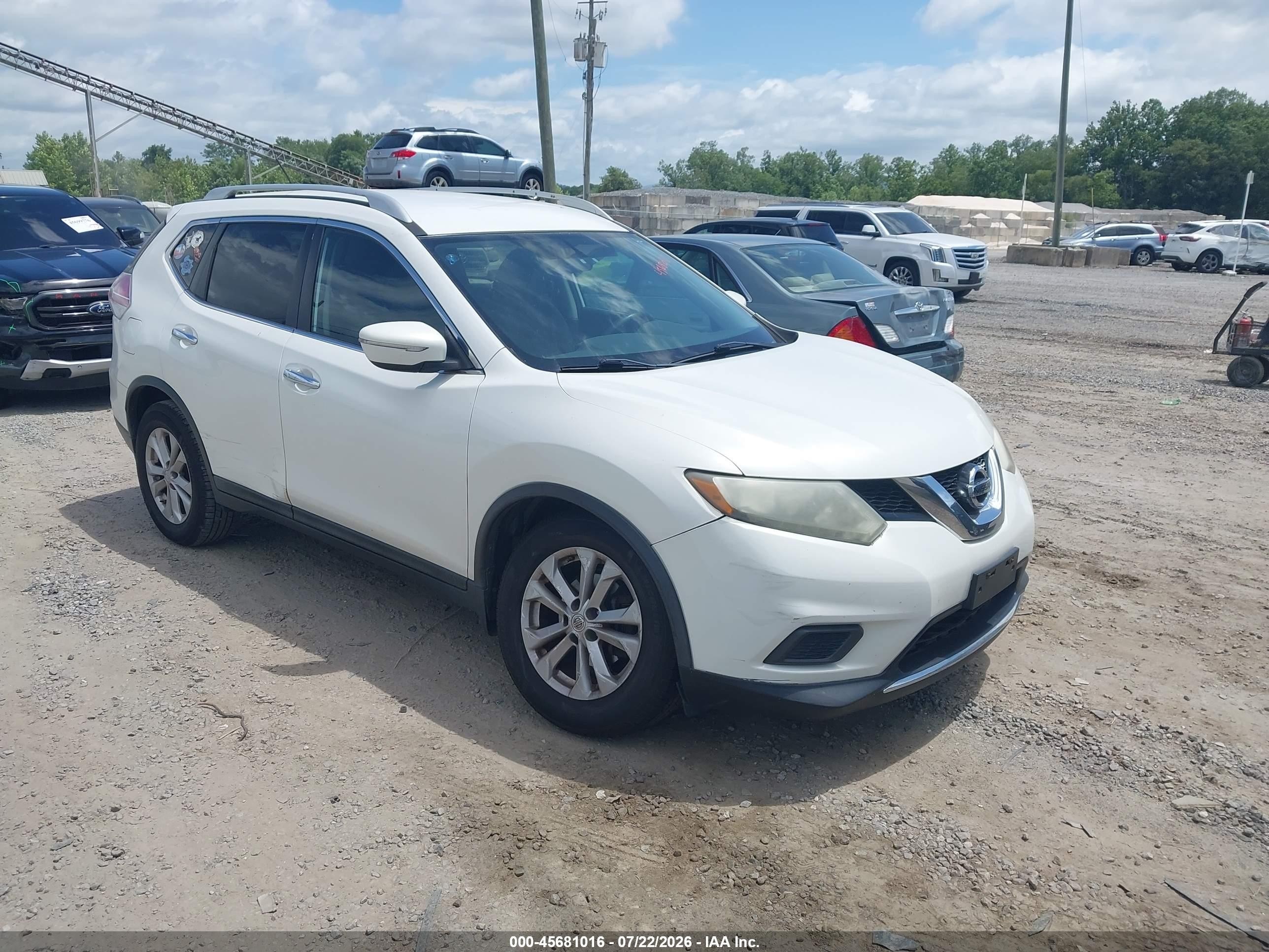 2014 Nissan Rogue Sv White vin: 5N1AT2MV8EC786645