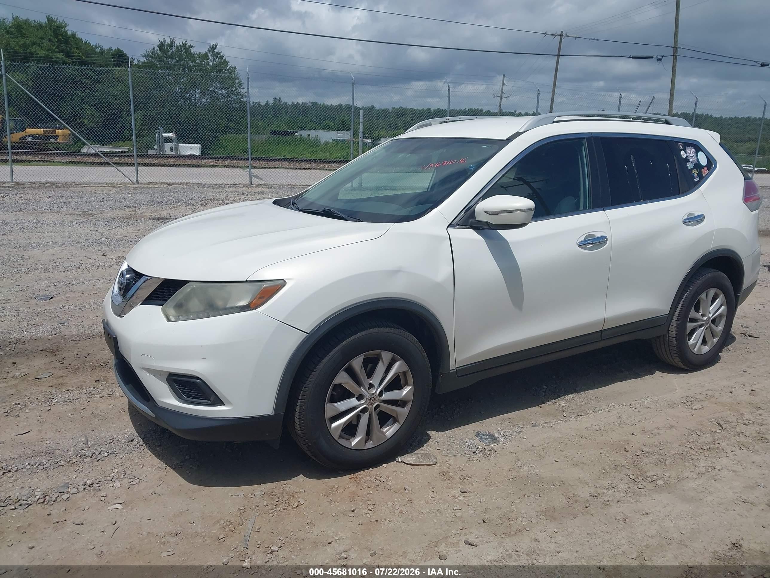 2014 Nissan Rogue Sv White vin: 5N1AT2MV8EC786645