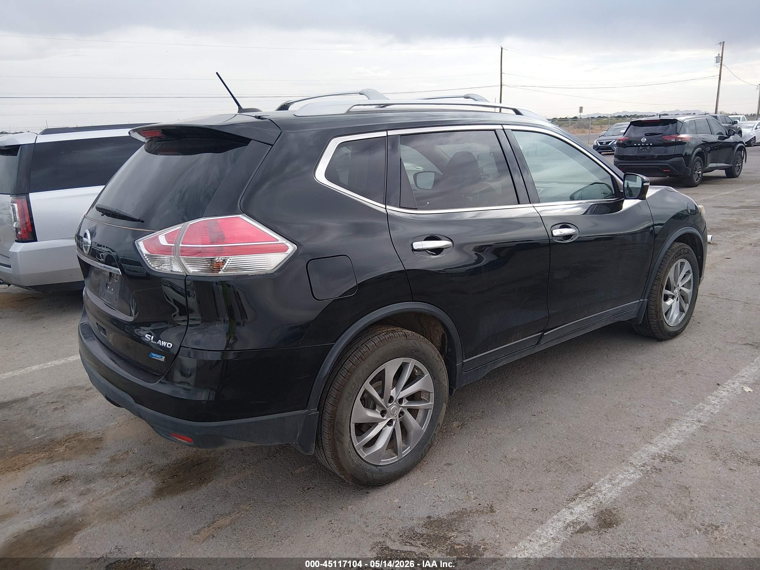 2014 Nissan Rogue Sl Black vin: 5N1AT2MV8EC795295