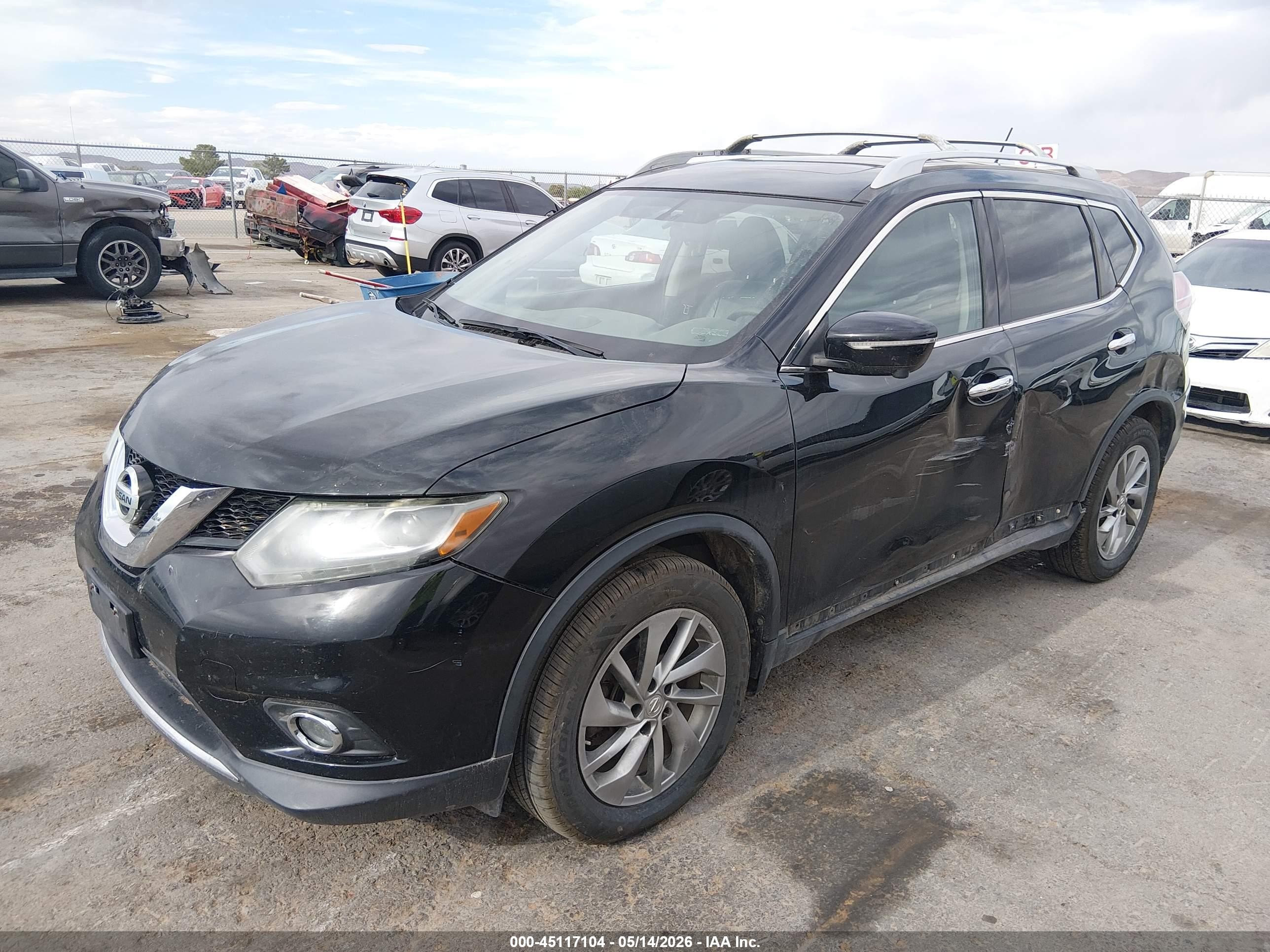 2014 Nissan Rogue Sl Black vin: 5N1AT2MV8EC795295