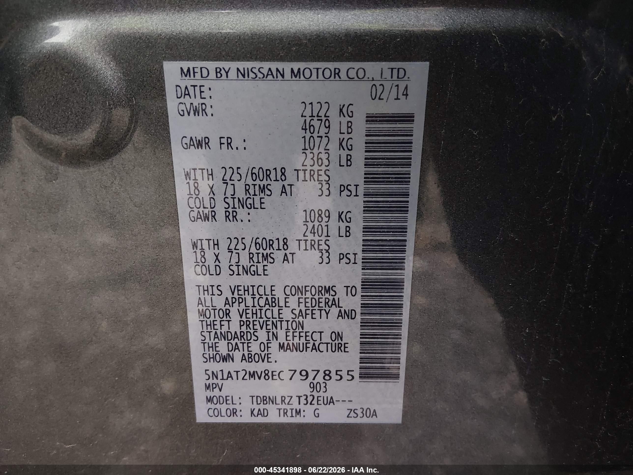 2014 Nissan Rogue Sl Gray vin: 5N1AT2MV8EC797855