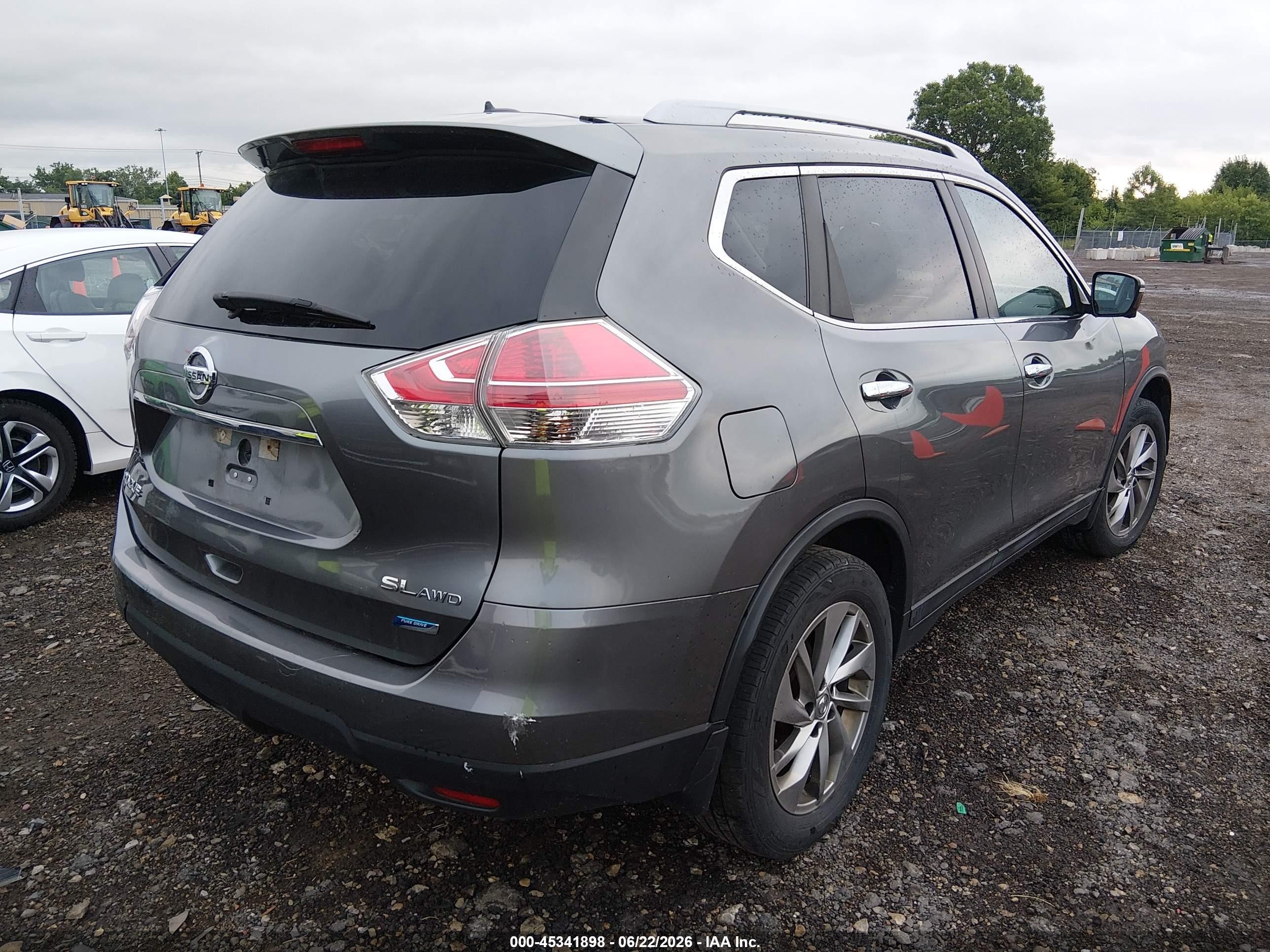 2014 Nissan Rogue Sl Gray vin: 5N1AT2MV8EC797855