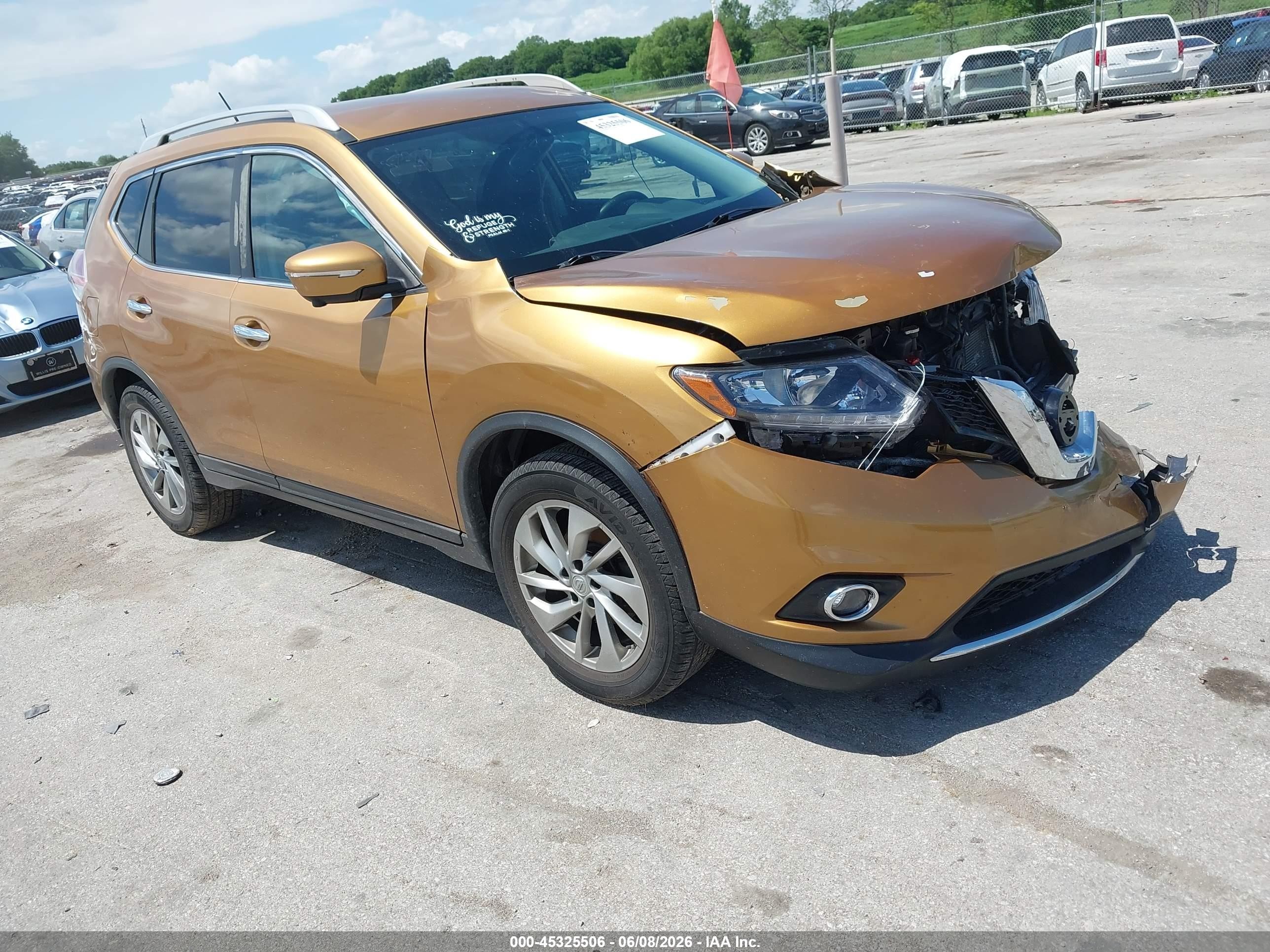 2014 Nissan Rogue Sl Оранжевый vin: 5N1AT2MV8EC860145